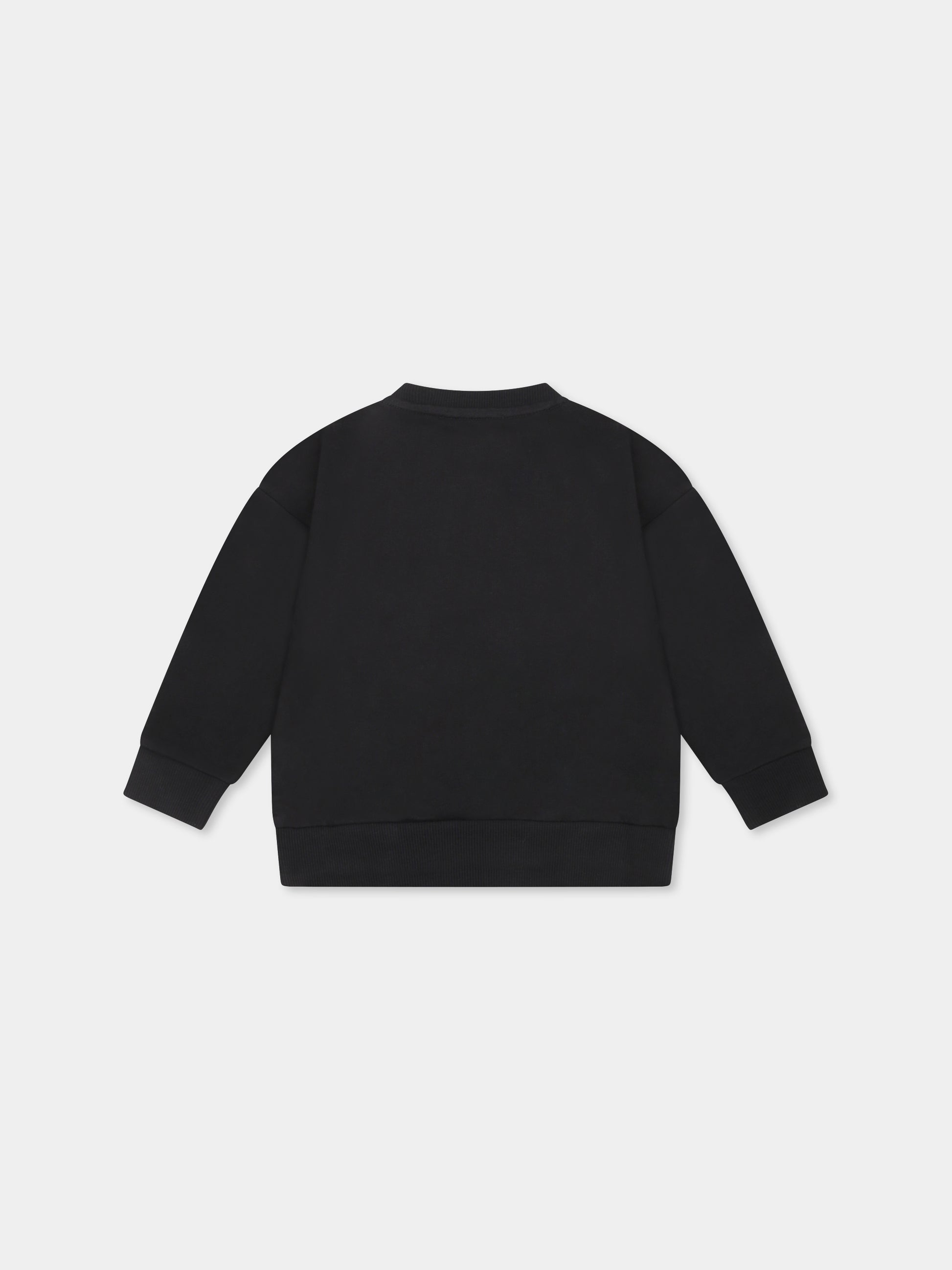 Felpa nera per neonati con logo,Moschino Kids,MUF05V LCA19 60100