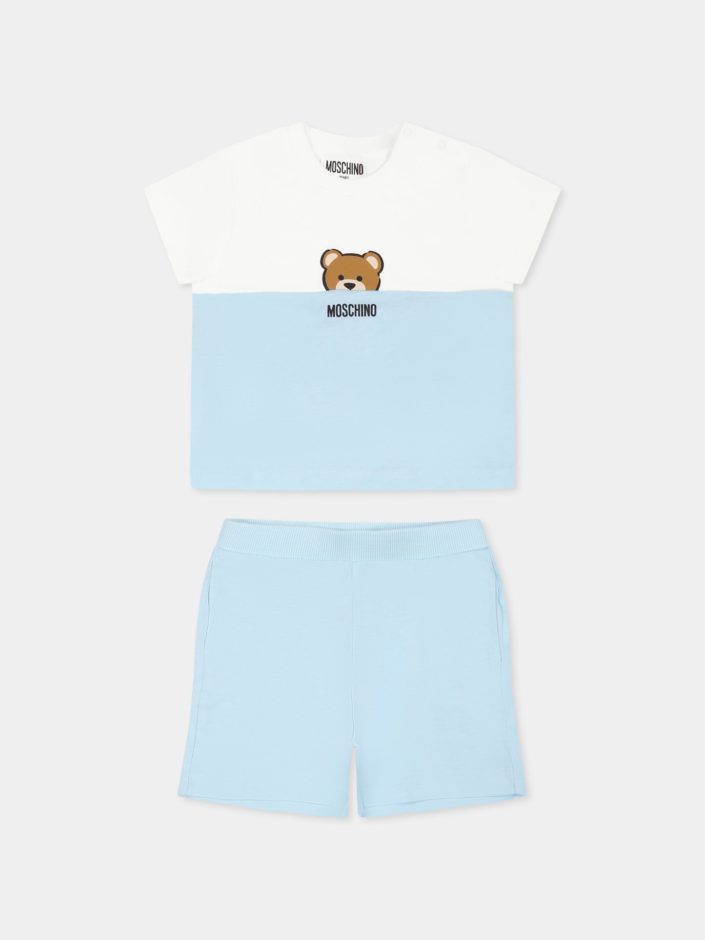 Completo celeste per neonato con Teddy Bear,Moschino Kids,MUG01F LAA27 40304