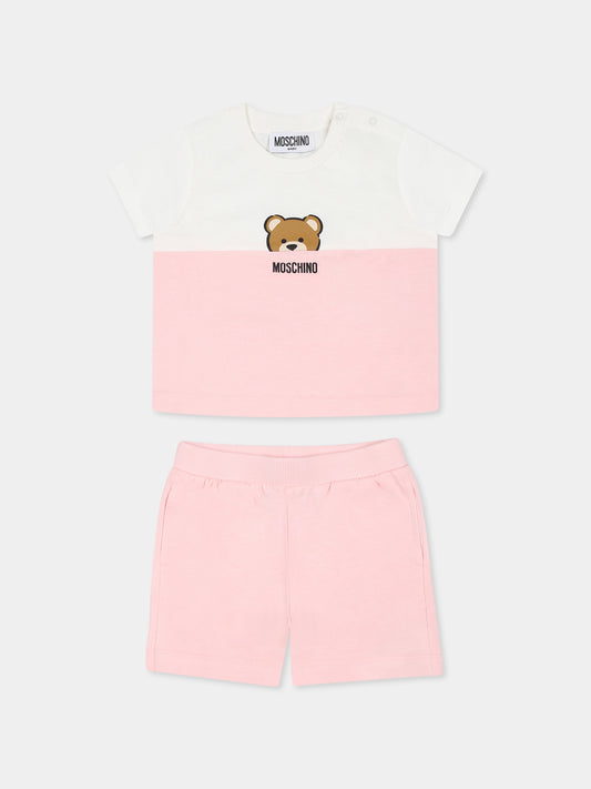 Completo rosa per neonata con Teddy Bear,Moschino Kids,MUG01F LAA27 50209