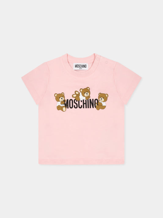 T-shirt rose pour bébé fille avec Teddy Bears