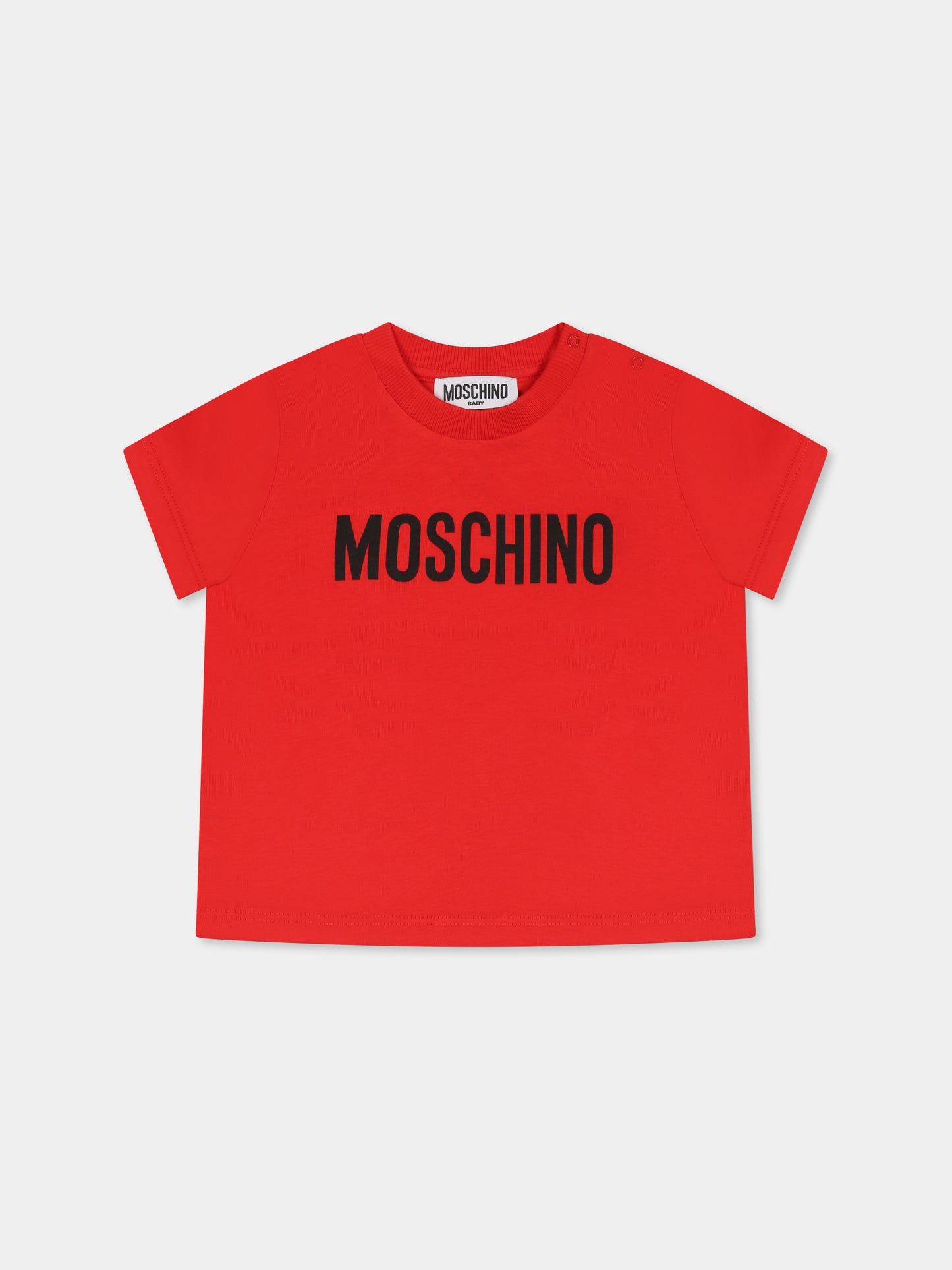 T-shirt rossa per neonati con logo,Moschino Kids,MUM04F LAA02 50109