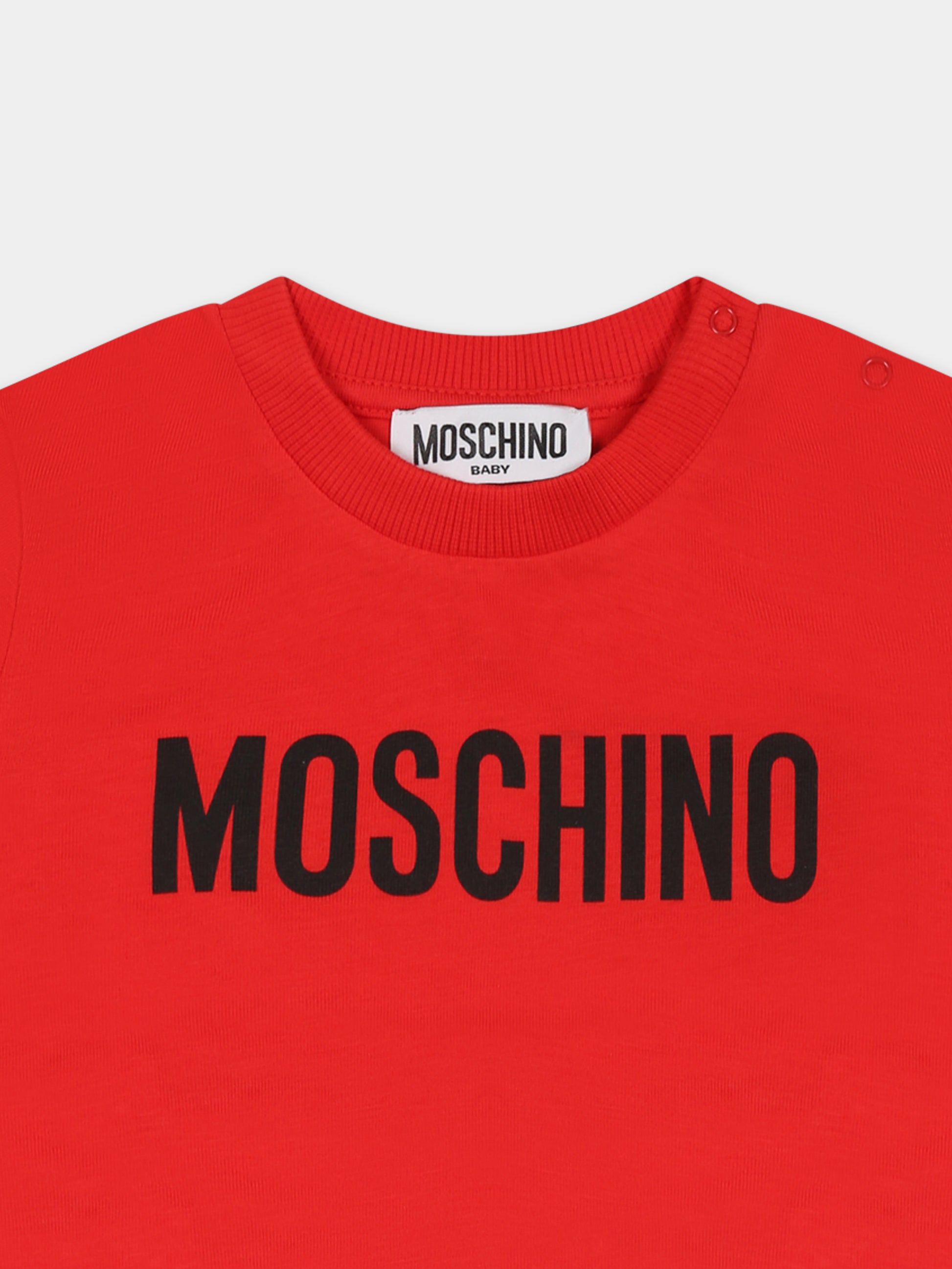 T-shirt rossa per neonati con logo,Moschino Kids,MUM04F LAA02 50109
