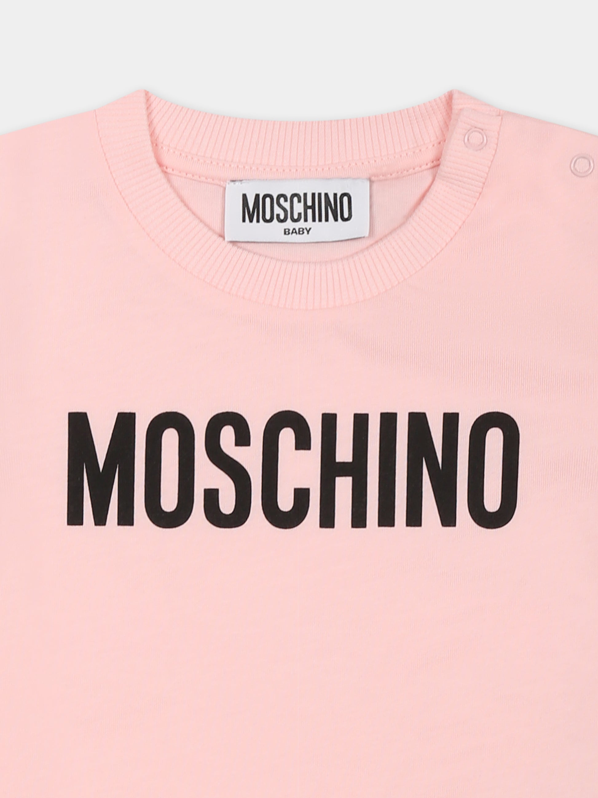 T-shirt rosa per neonata con logo,Moschino Kids,MUM04F LAA02 50209