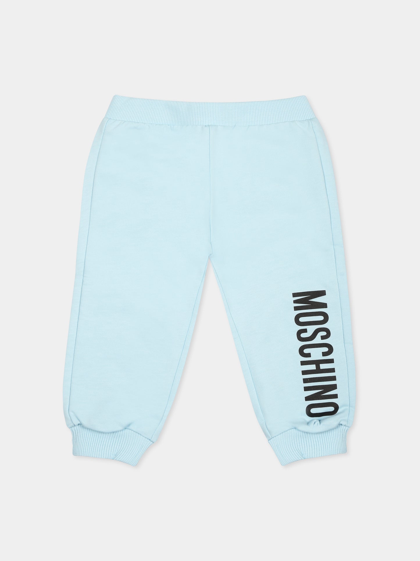 Pantalon bleu clair pour bébé garçon avec logo