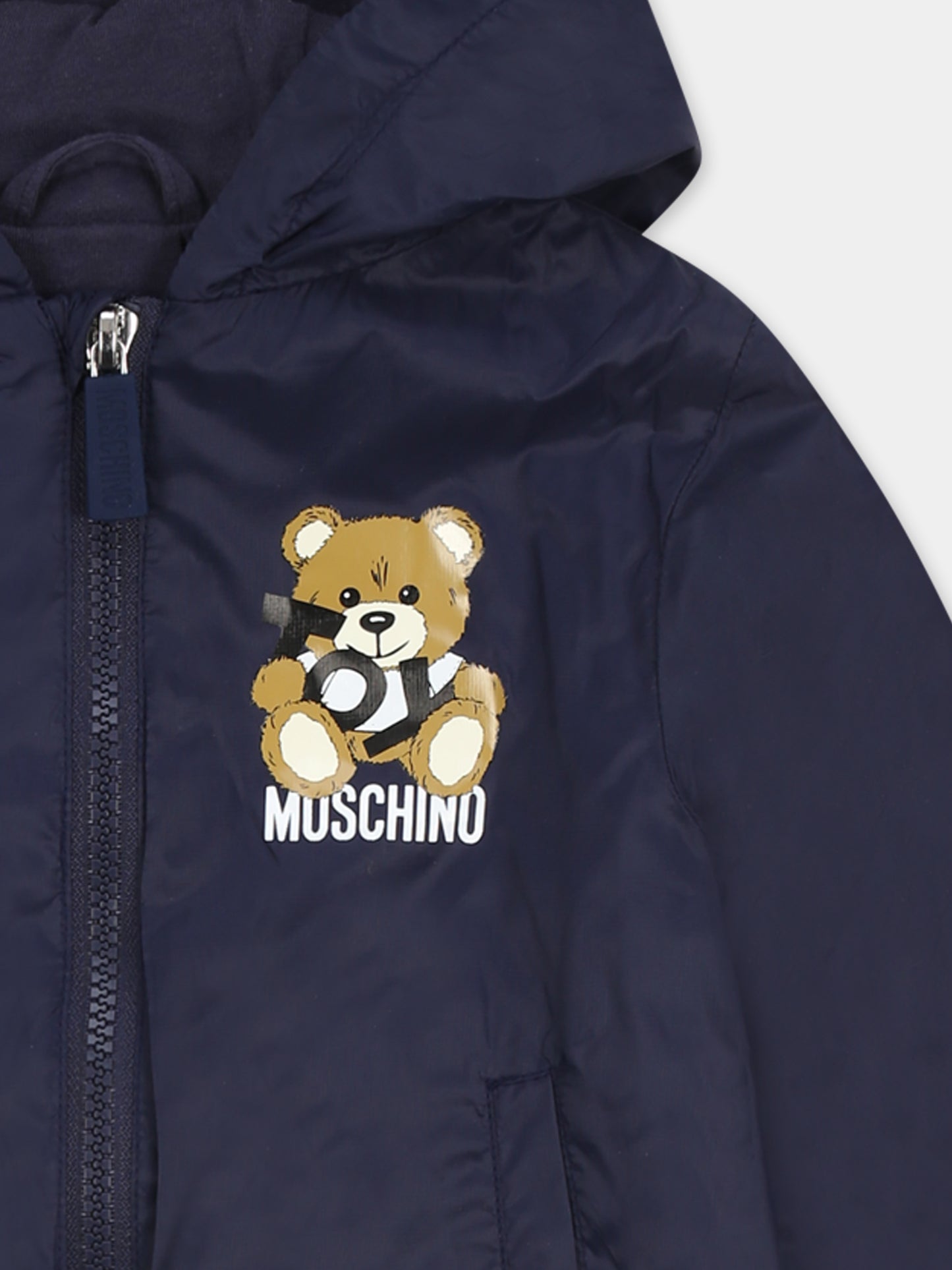 Veste coupe à vent bleue pour bébé garçon avec Teddy Bear