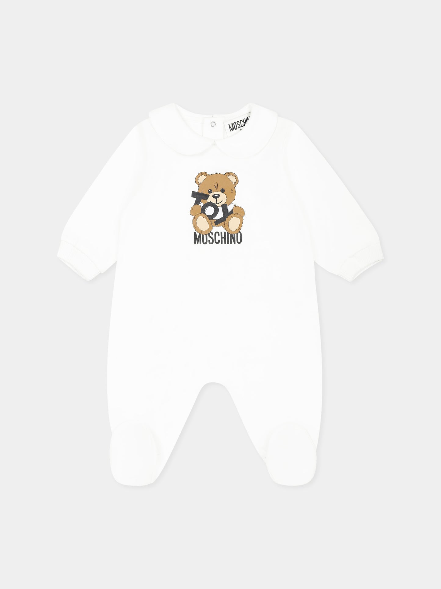 Tutina bianca per neonati con Teddy Bear,Moschino Kids,MUT048 LCA19 10101