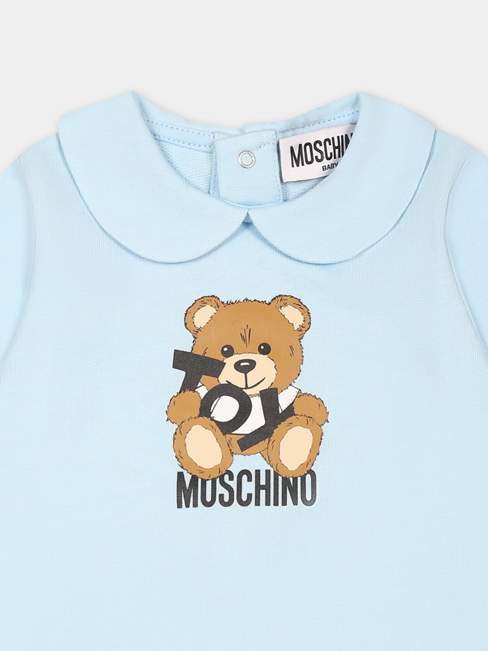 Tutina celeste per neonato con Teddy Bear,Moschino Kids,MUT048 LCA19 40304