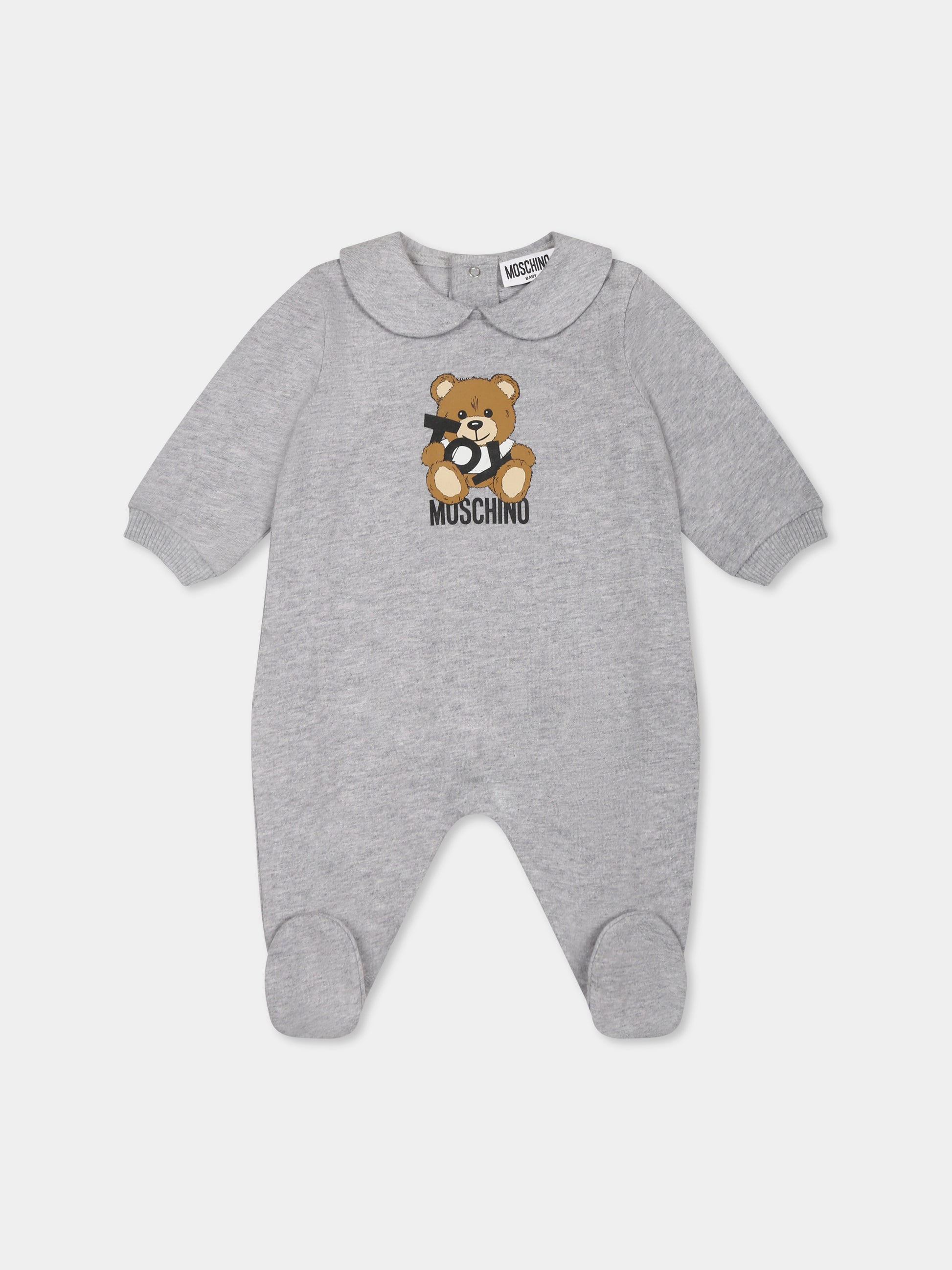 Tutina grigia per neonati con Teddy Bear,Moschino Kids,MUT048 LCA19 60926