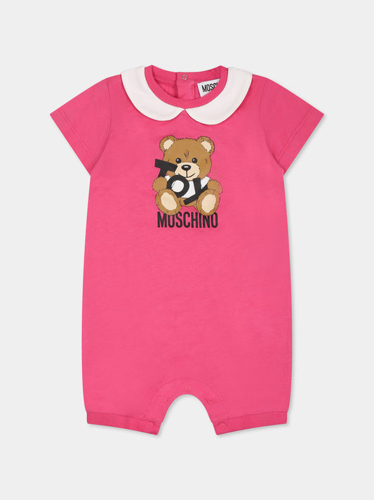 Pagliaccetto fucsia per neonata con Teddy Bear,Moschino Kids,MUT049 LAA03 50533