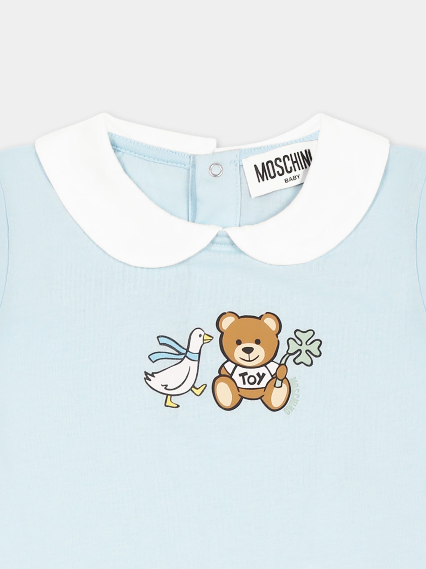 Barboteuse bleu clair pour bébé garçon avec Teddy Bear
