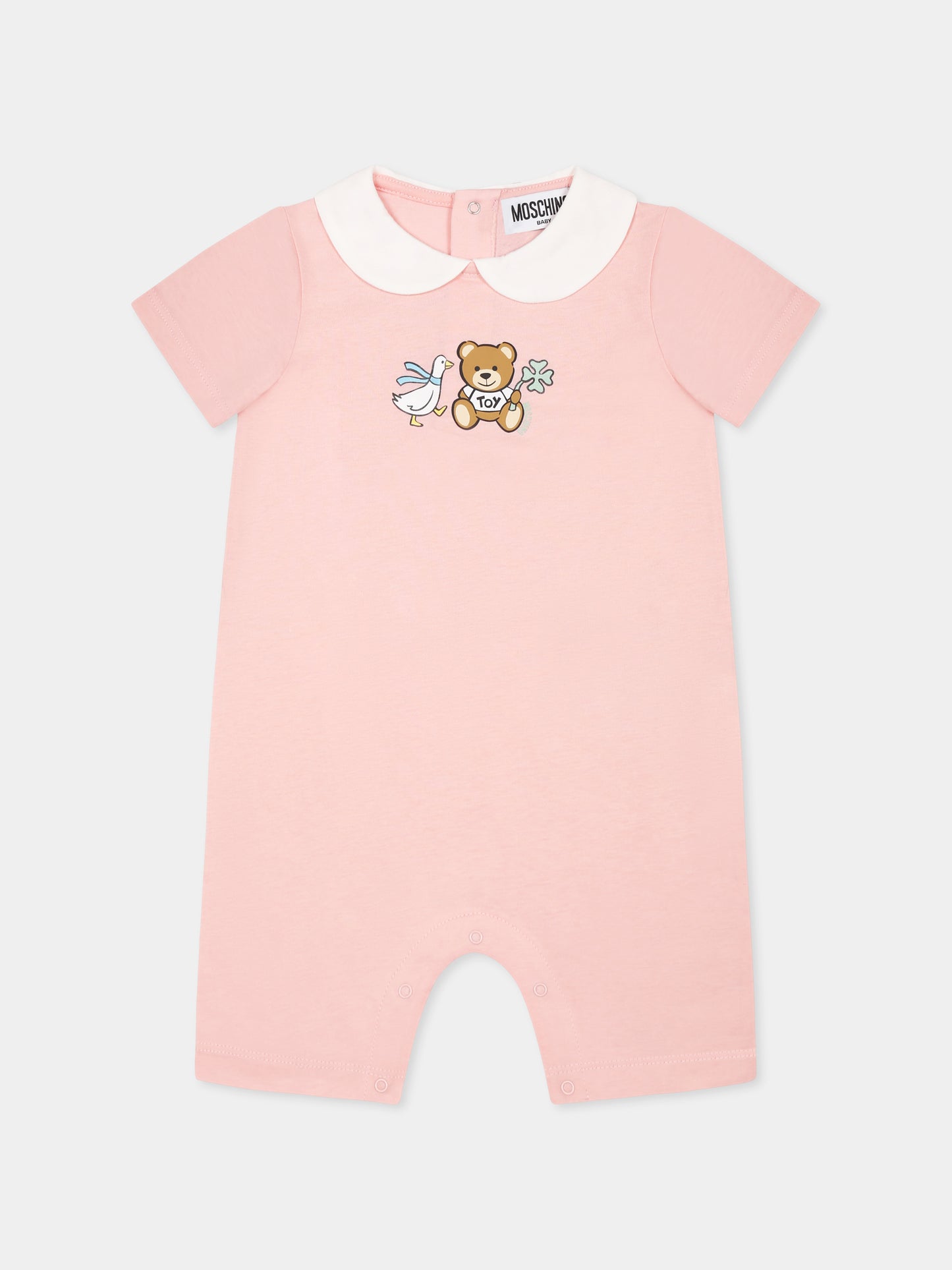 Barboteuse rose pour bébé fille avec Teddy Bear