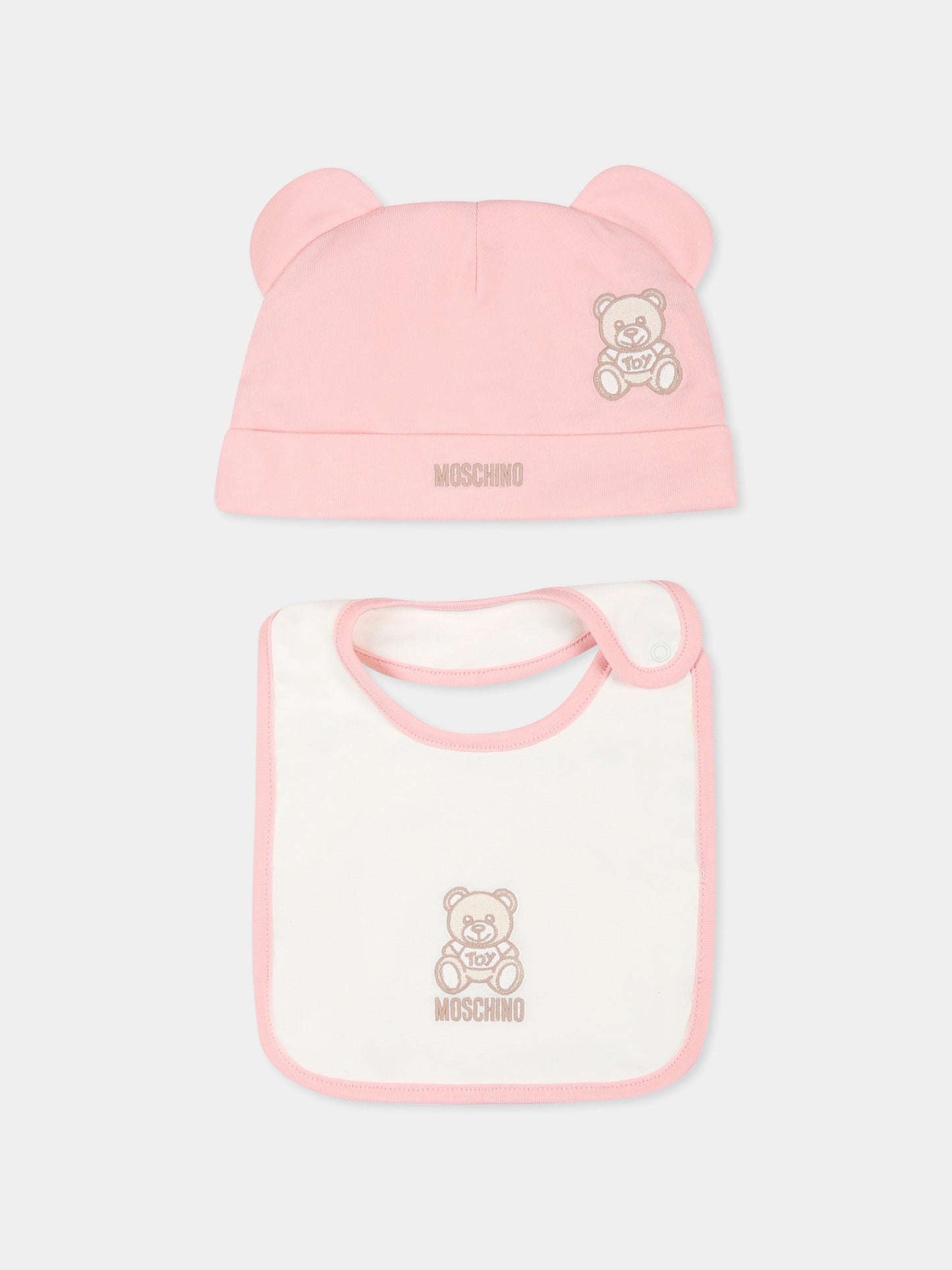 Set rosa per neonata con Teddy Bear beige,Moschino Kids,MUY07M LAA23 50209
