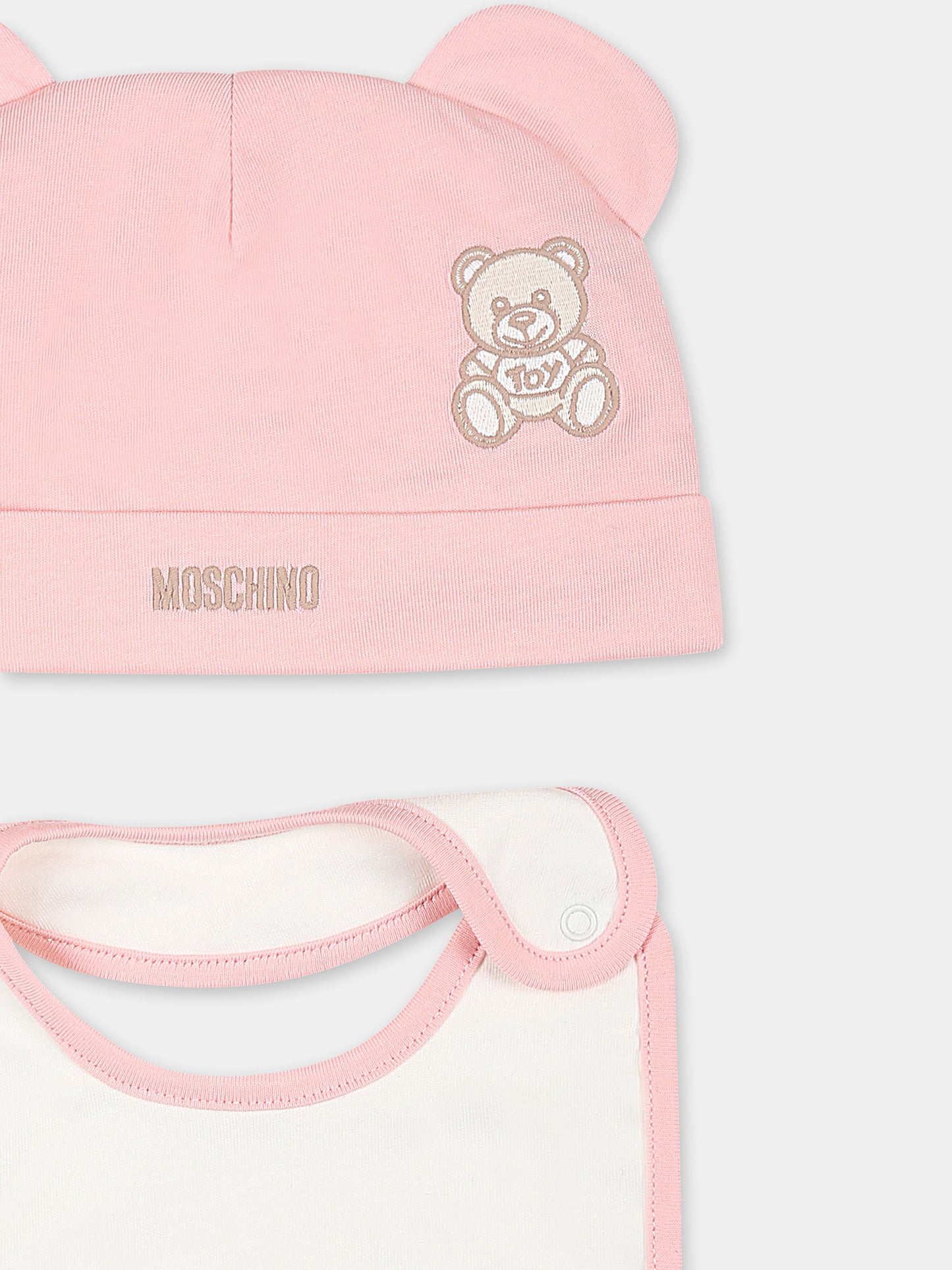 Set rosa per neonata con Teddy Bear beige,Moschino Kids,MUY07M LAA23 50209