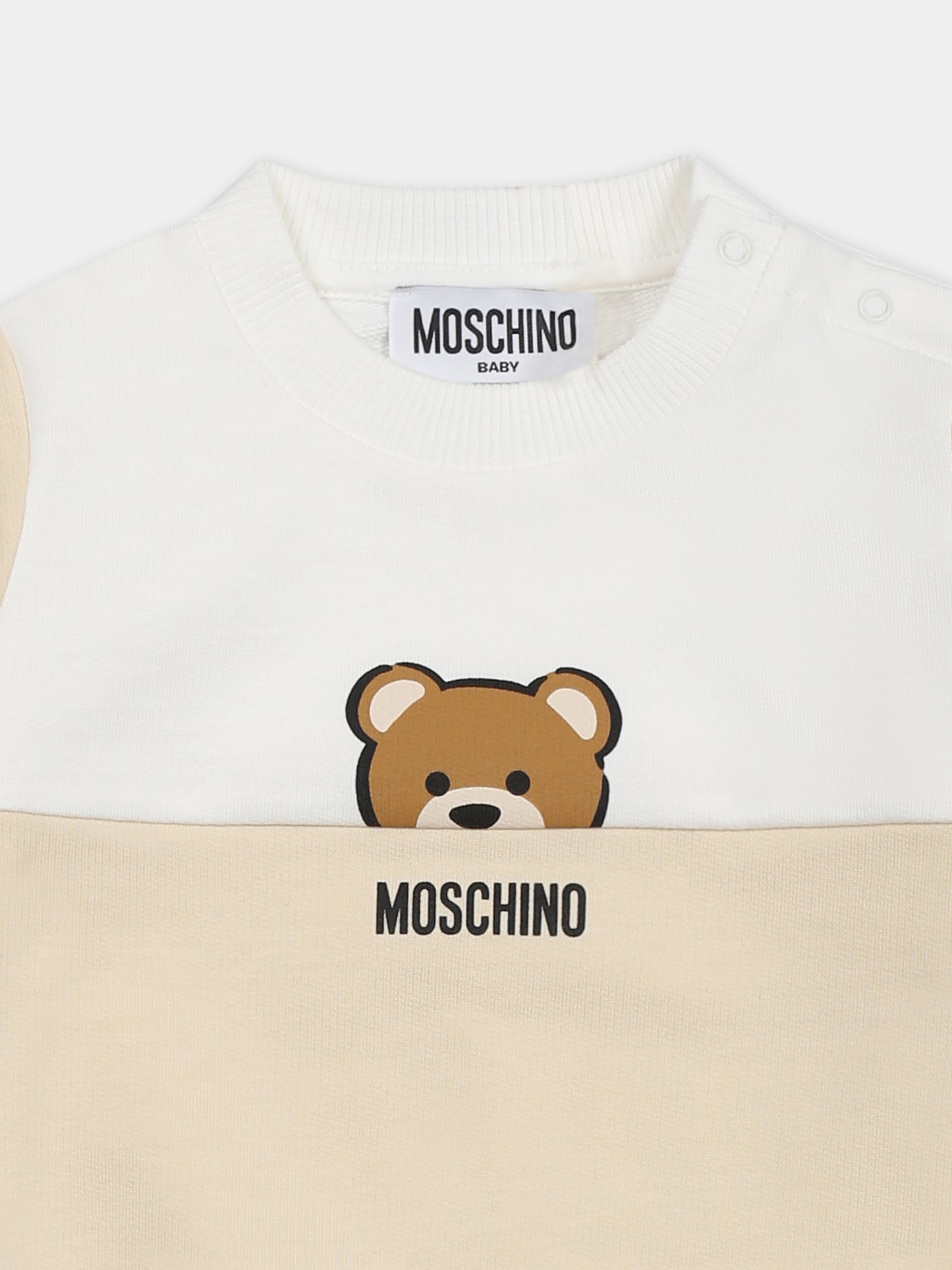 Felpa beige per neonati con Teddy Bear,Moschino Kids,MUY083 LCA51 20404