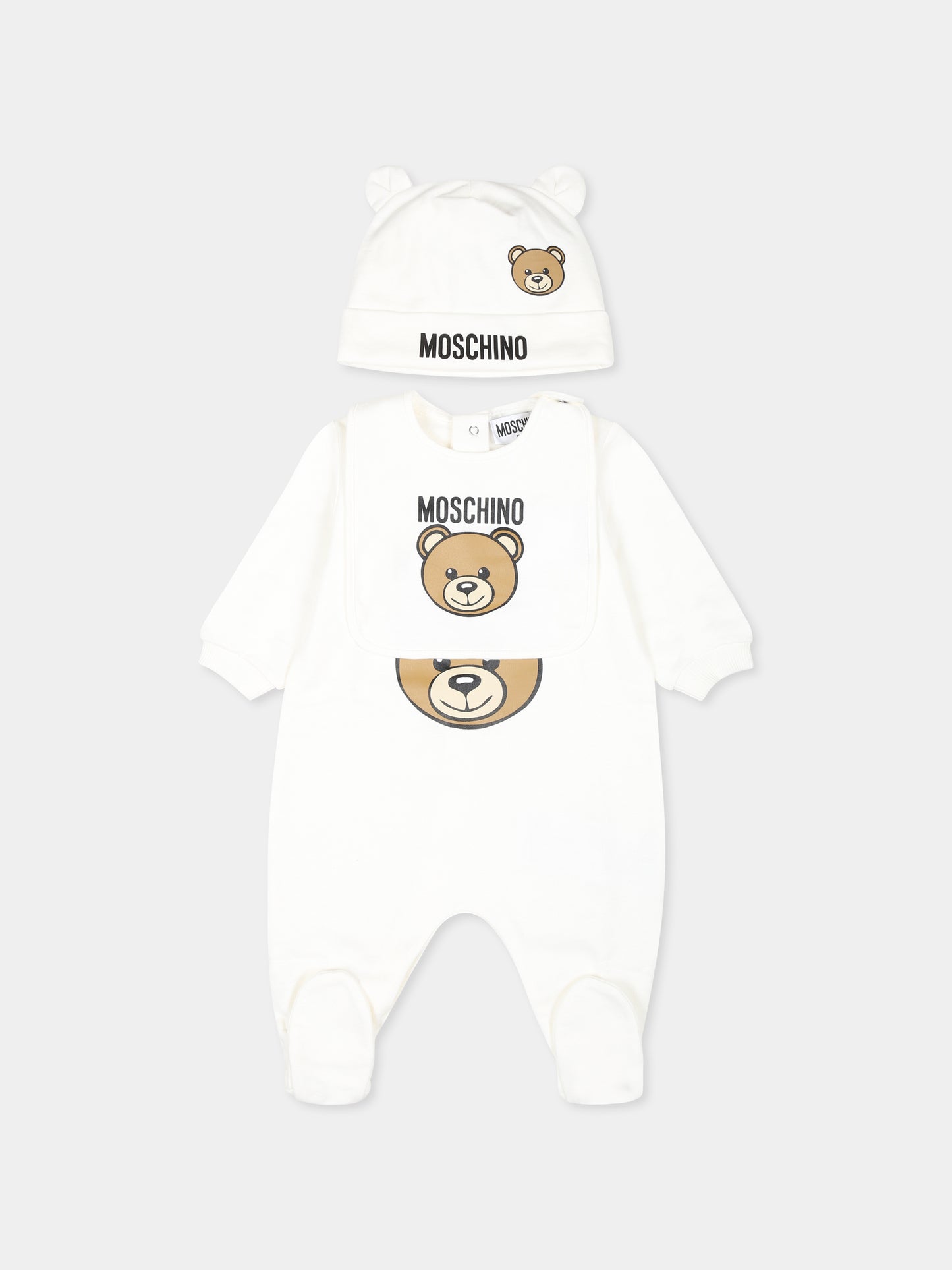 Set tutina avorio per neonati con Teddy Bear,Moschino Kids,MUY085 LCA19 10063