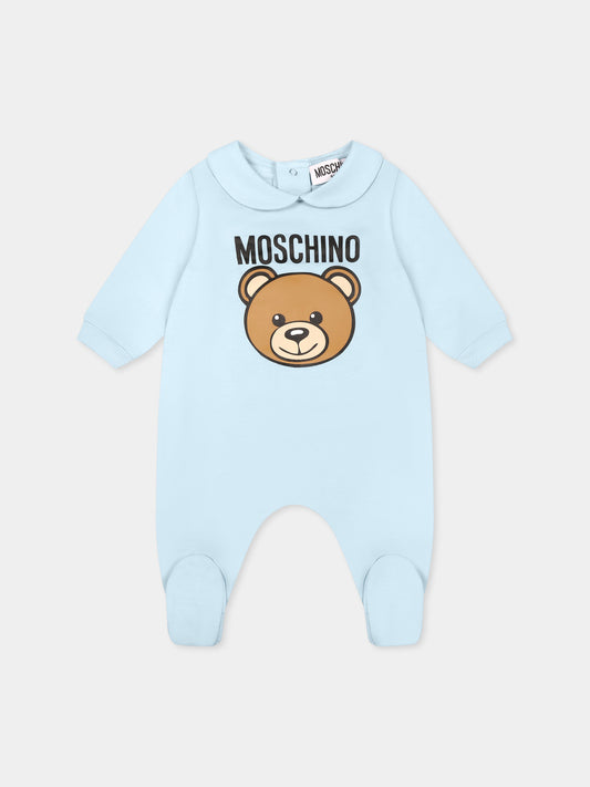 Combinaison bleu clair pour bébé garçon avec Teddy Bear