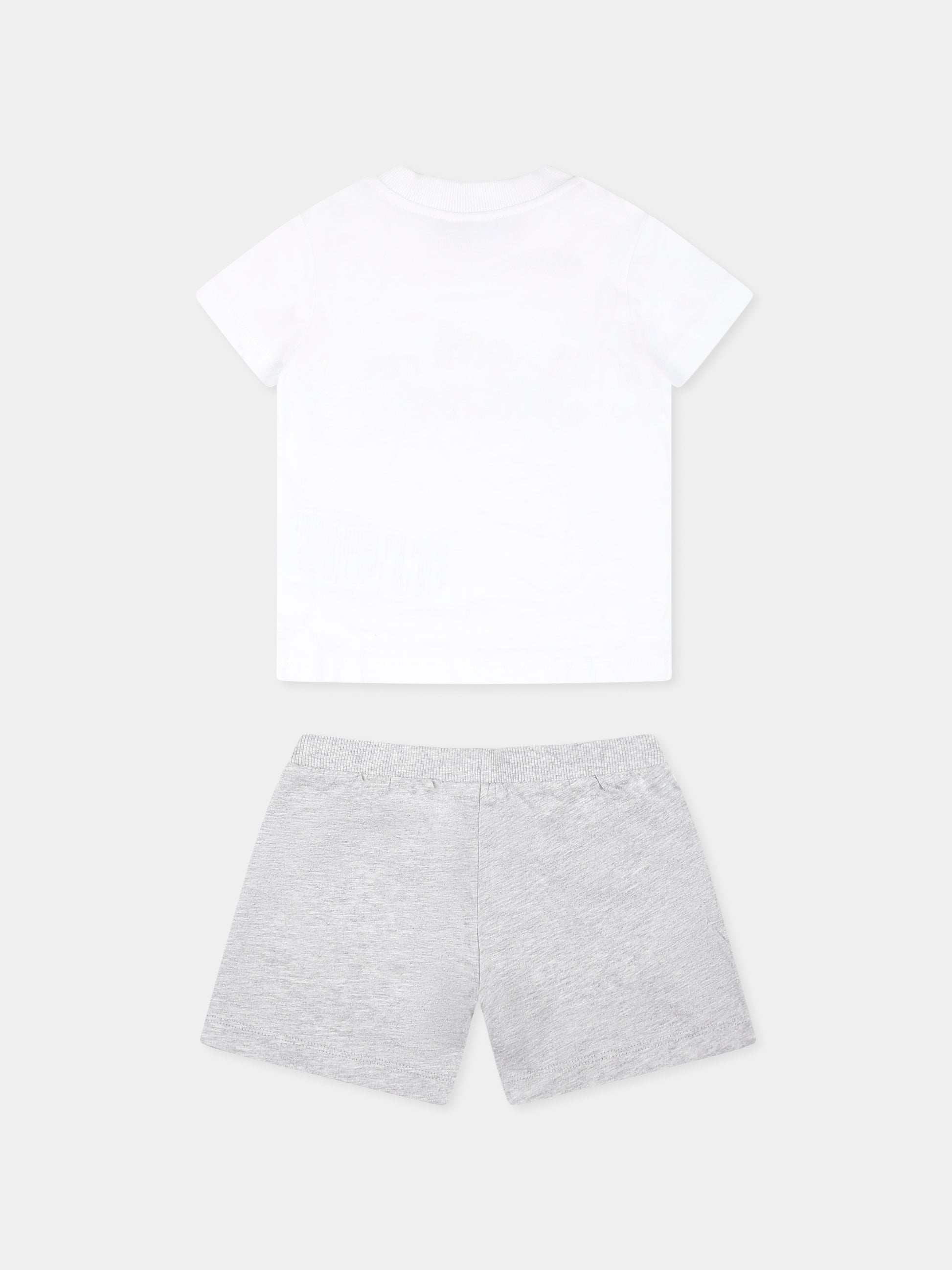 Completo multicolor per neonato con tre Teddy Bears e logo,Moschino Kids,MZG00M LAA03 84171