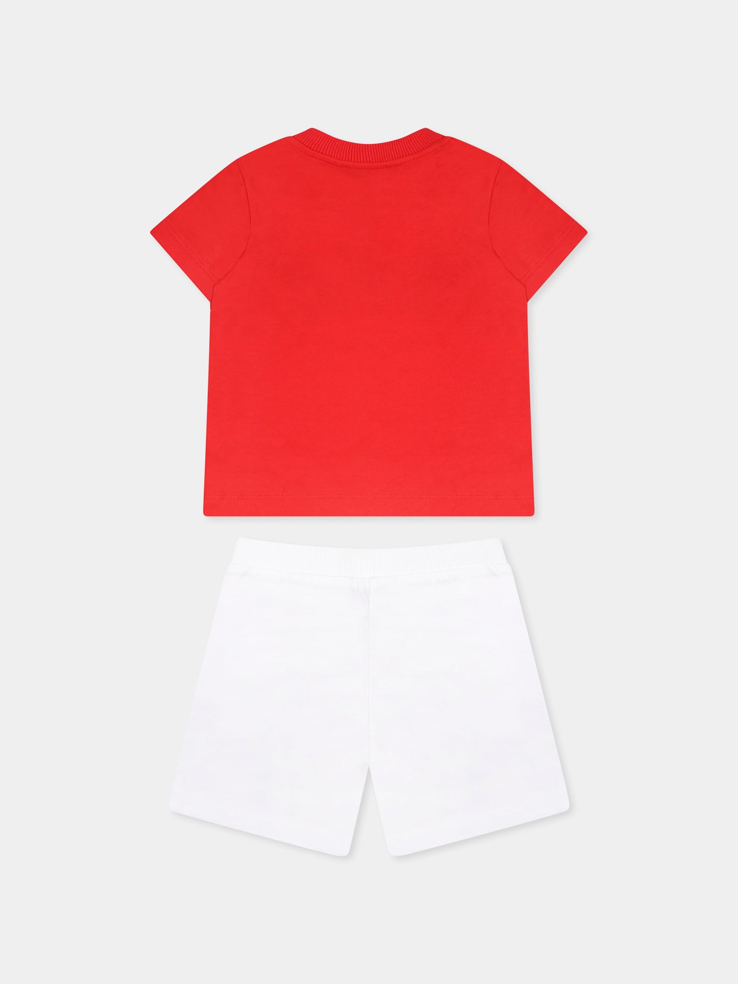 Completo multicolor per neonato con tre Teddy Bears e logo,Moschino Kids,MZG00M LAA03 85268