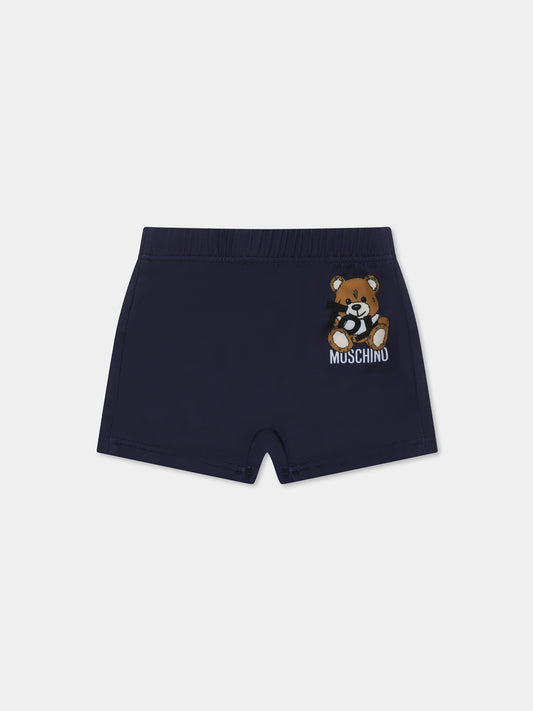 Short de bain bleu pour bébé garçon avec logo