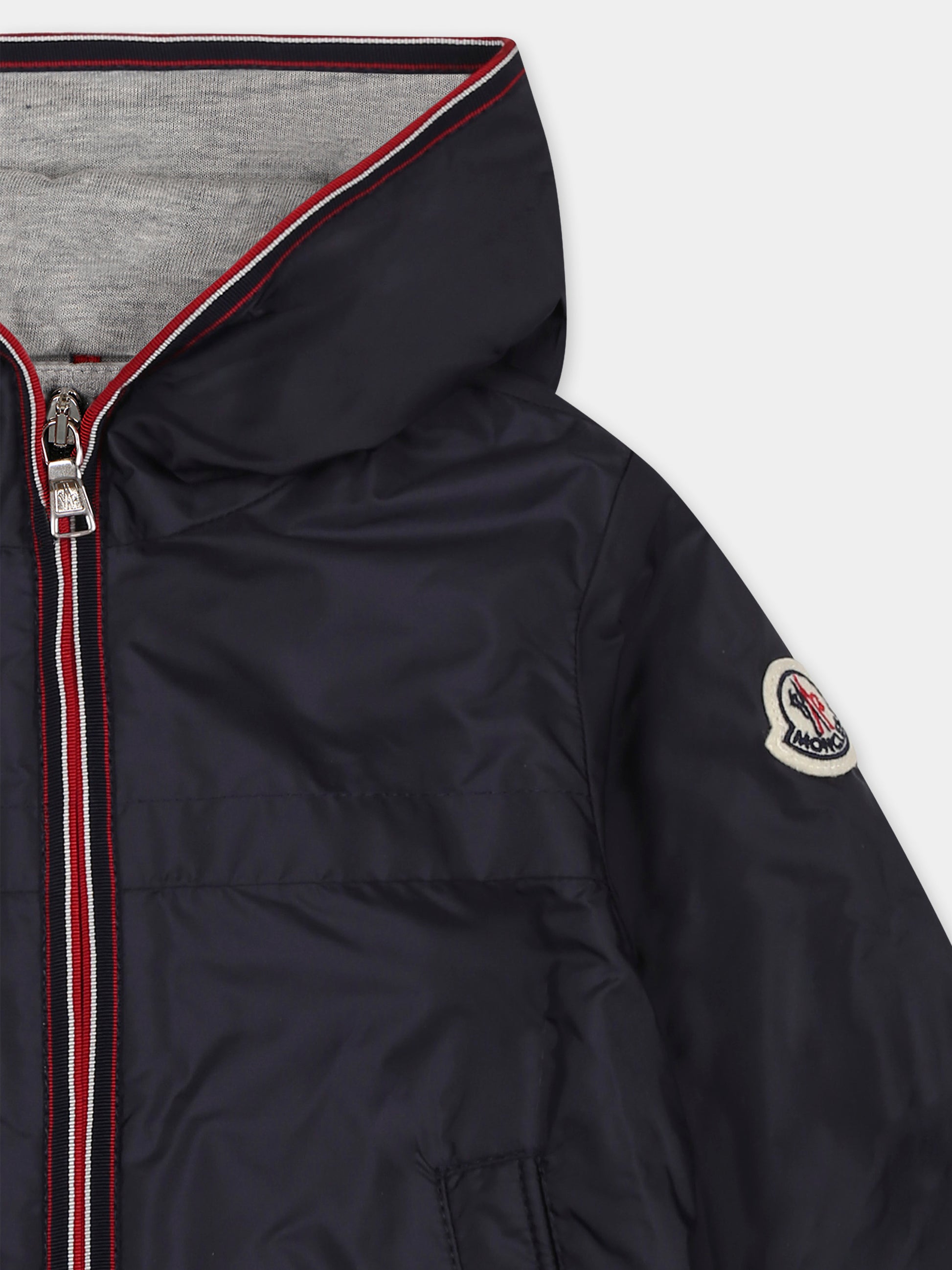 Giacca a vento Anton blu per neonato con logo,Moncler Kids,K1951 1A00022 53A5E 742