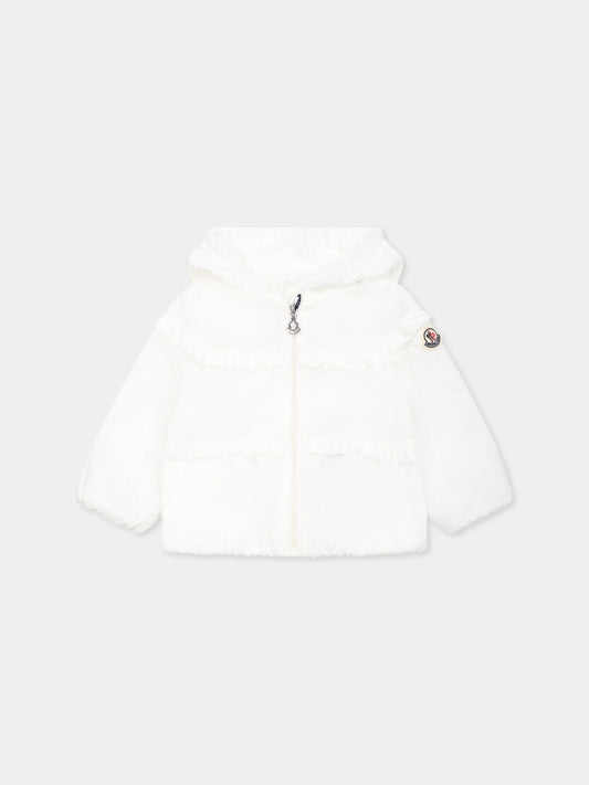 Giacca a vento Hiti bianca per neonata con logo,Moncler Kids,K1951 1A00042 53A5E 032