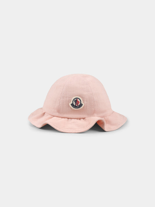 Cloche rosa per neonata con logo,Moncler Kids,K1951 3B00009 598AX 51V