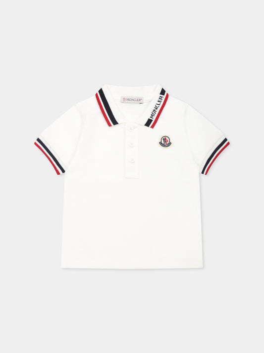 Polo bianca per neonato con logo,Moncler Kids,K1951 8A00003 89AL2 034