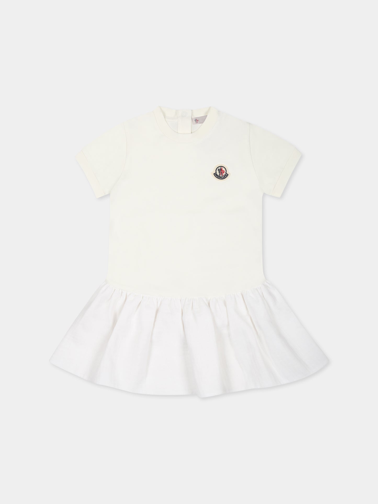 Vestito bianco per neonata con logo,Moncler Kids,K1951 8I00005 89AUM 034