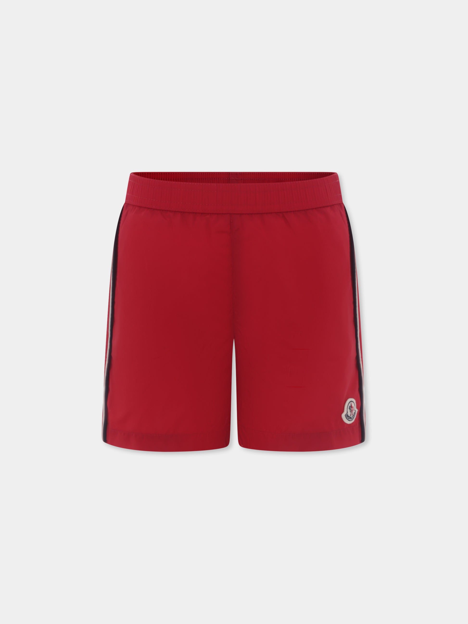 Boxer mare rosso per bambino con logo,Moncler Kids,K1954 2C00009 53326 45R