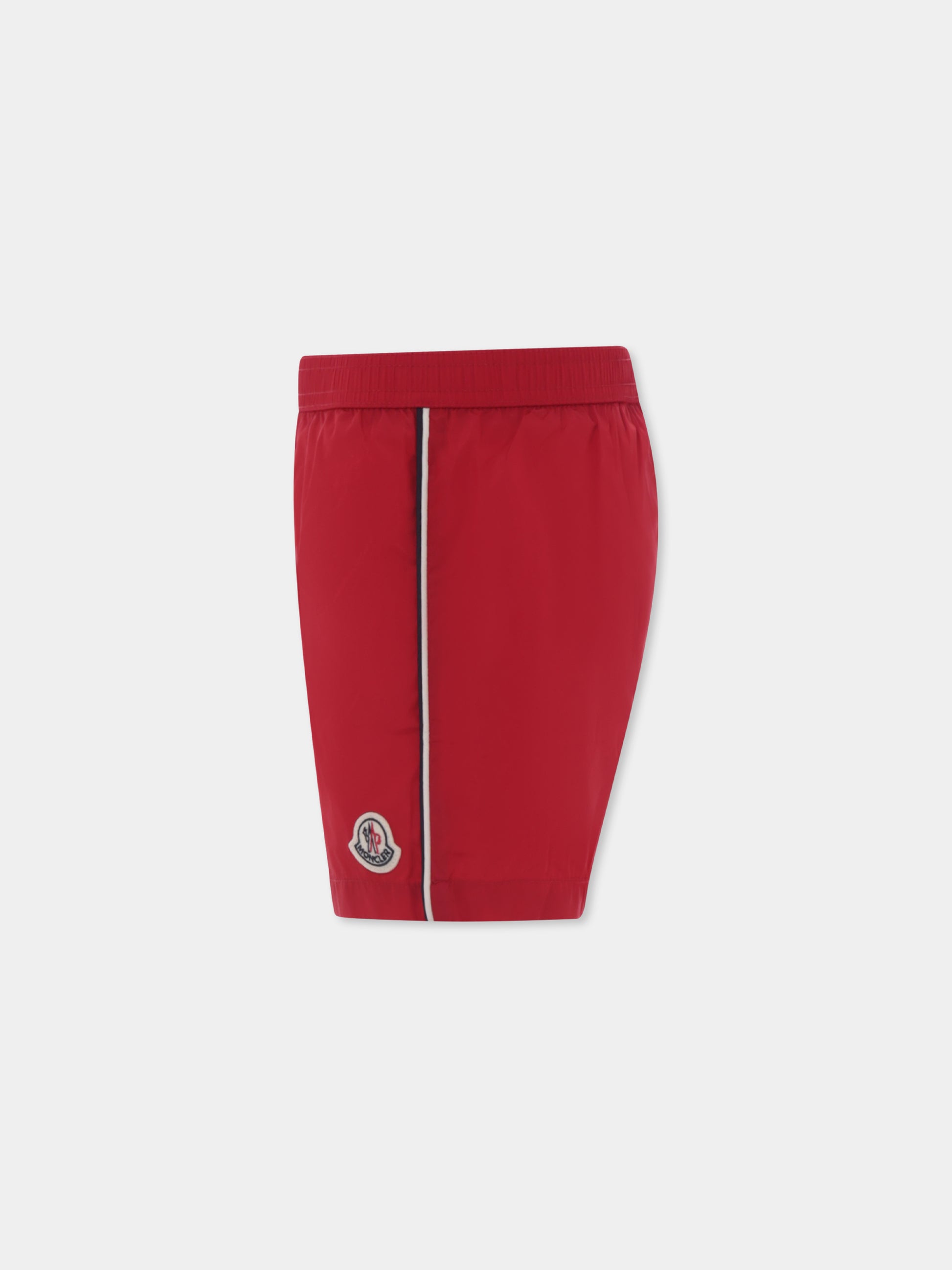 Boxer mare rosso per bambino con logo,Moncler Kids,K1954 2C00009 53326 45R