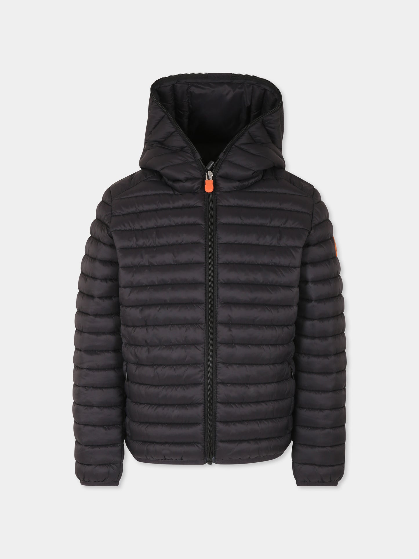 Piumino Huey nero per bambino con logo,Save The Duck Kids,J30650B GIGA20 10000