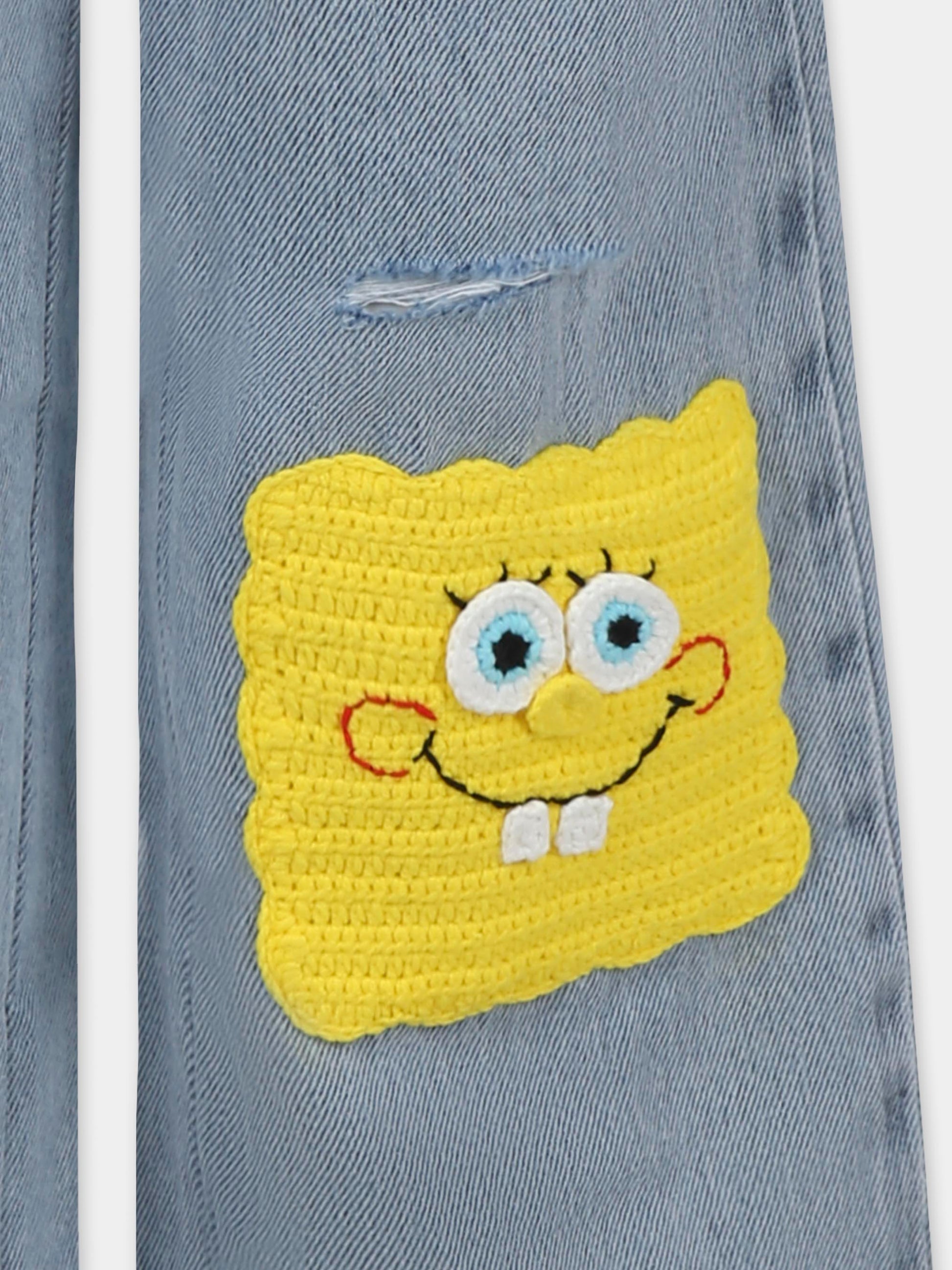 Jeans denim per bambina con SpongeBob,Stella Mccartney Kids,TW6F10 Z0746 600