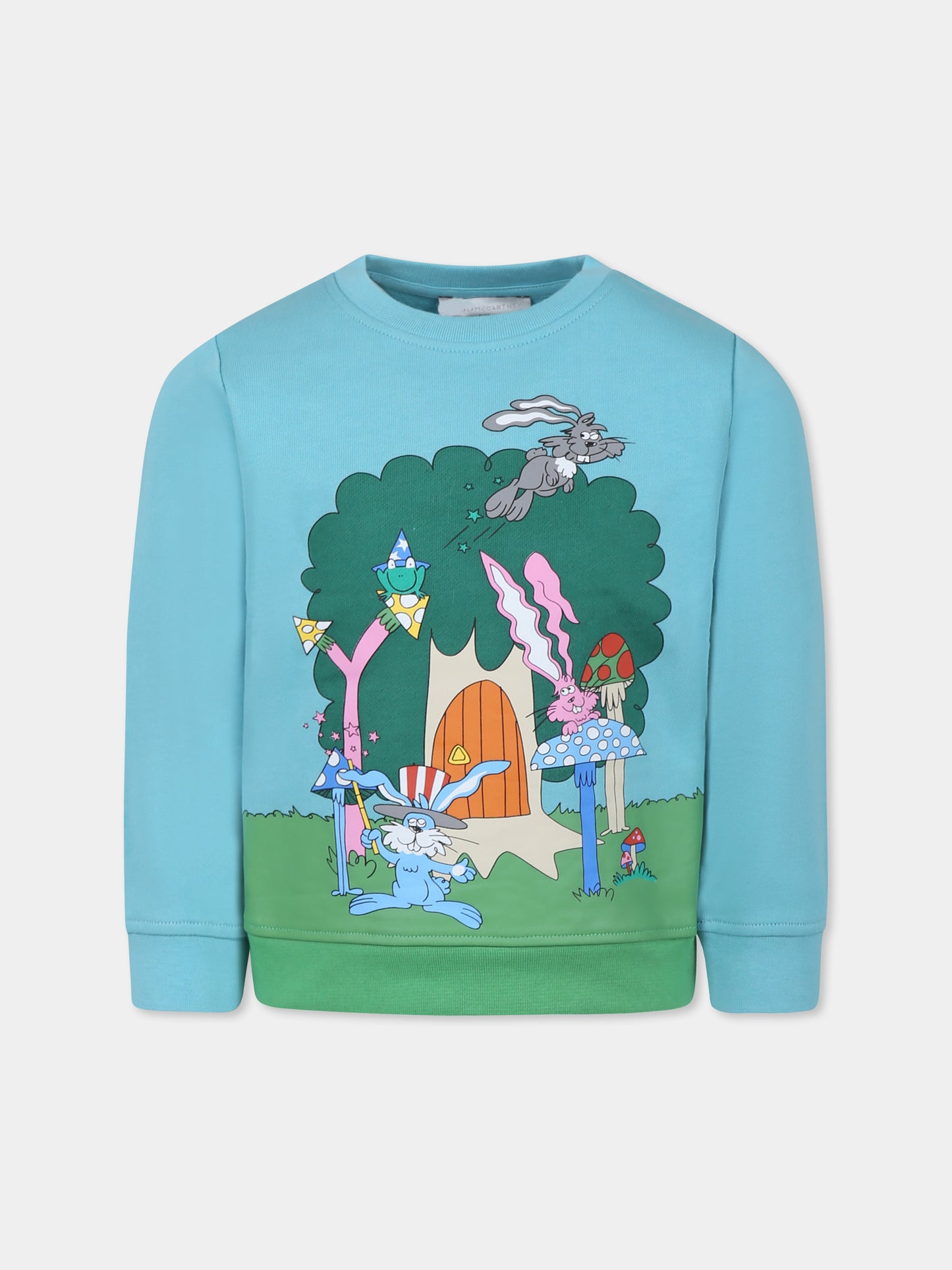 Sweat vert pour garçon avec lapin