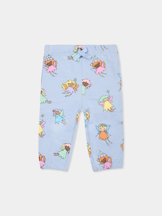 Pantalon bleu ciel pour bébé fille avec fées