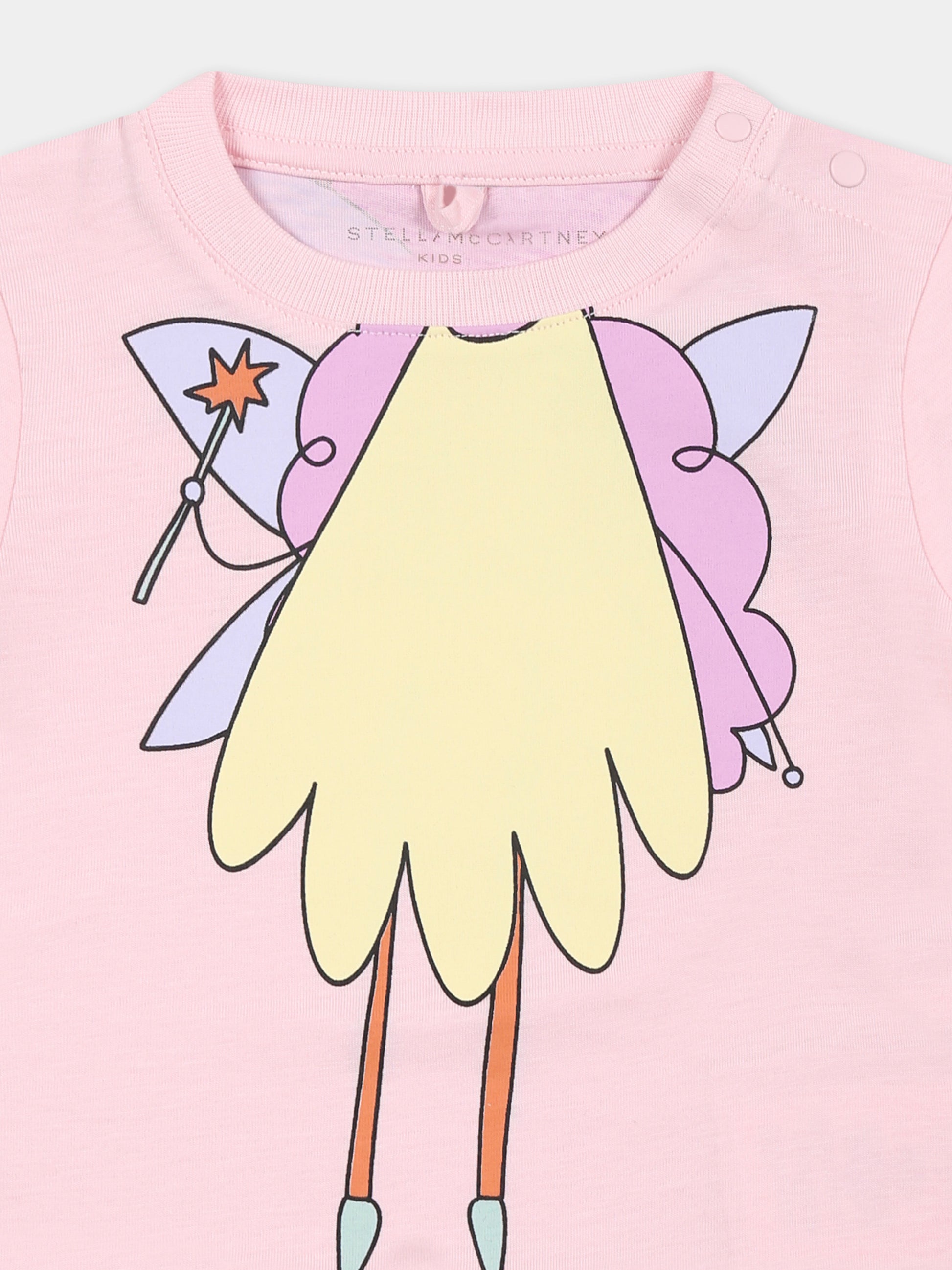 T-shirt rosa per neonata con fata,Stella Mccartney Kids,TW8041 Z0434 50H