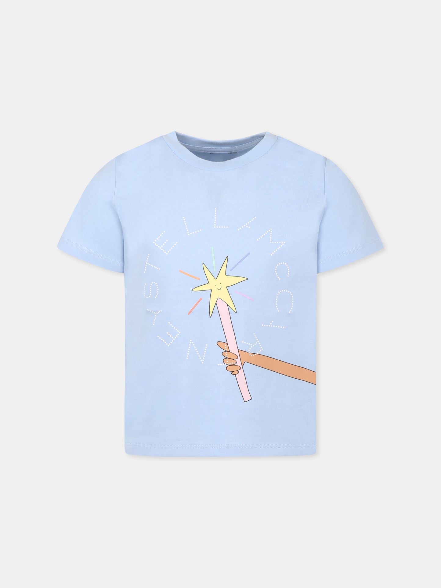 T-shirt bleu ciel pour fille avec baguette magique