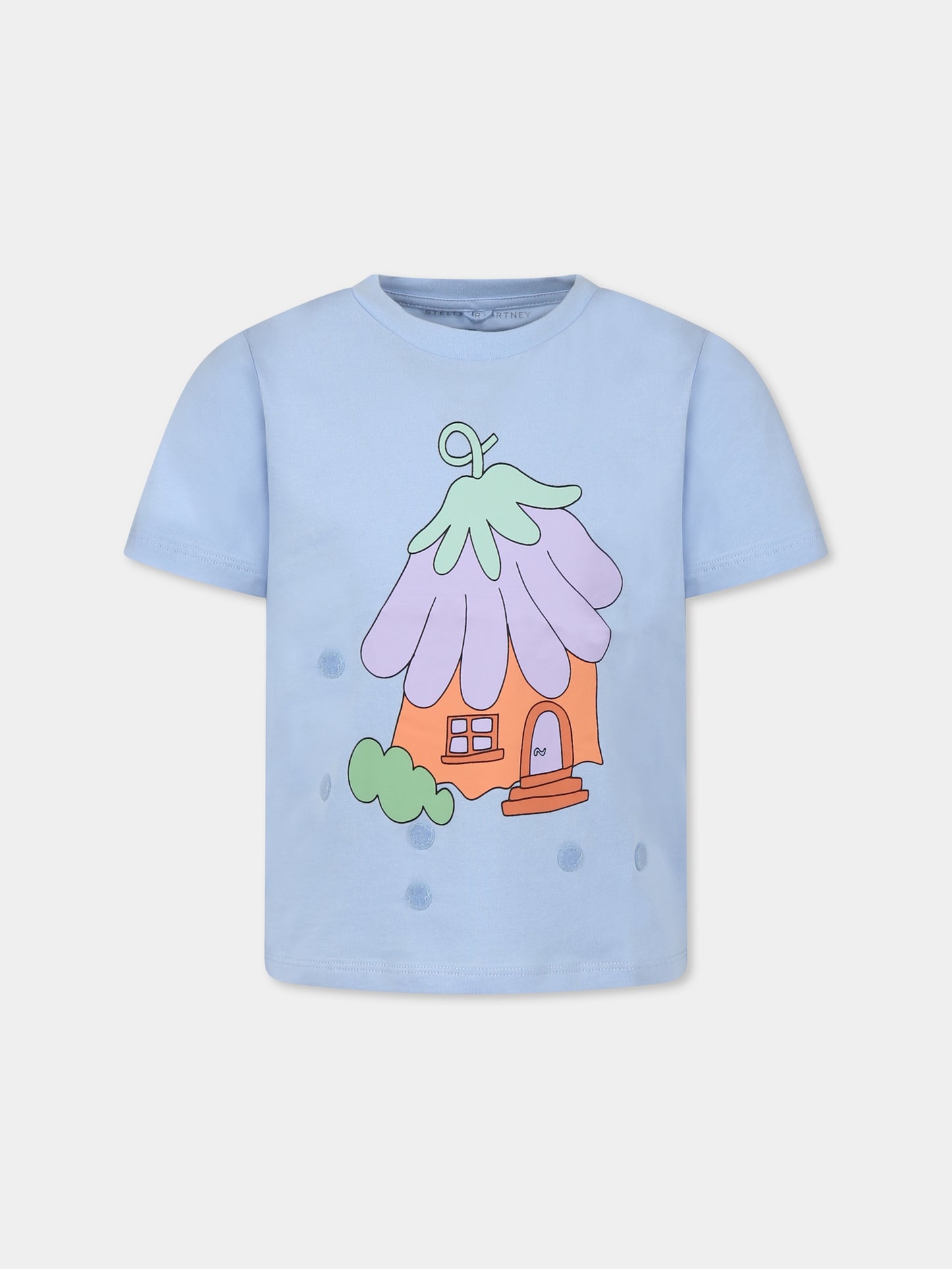 T-shirt bleu ciel pour fille avec imprimé maison