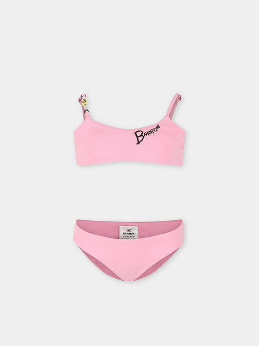 Bikini rose pour fille avec logo