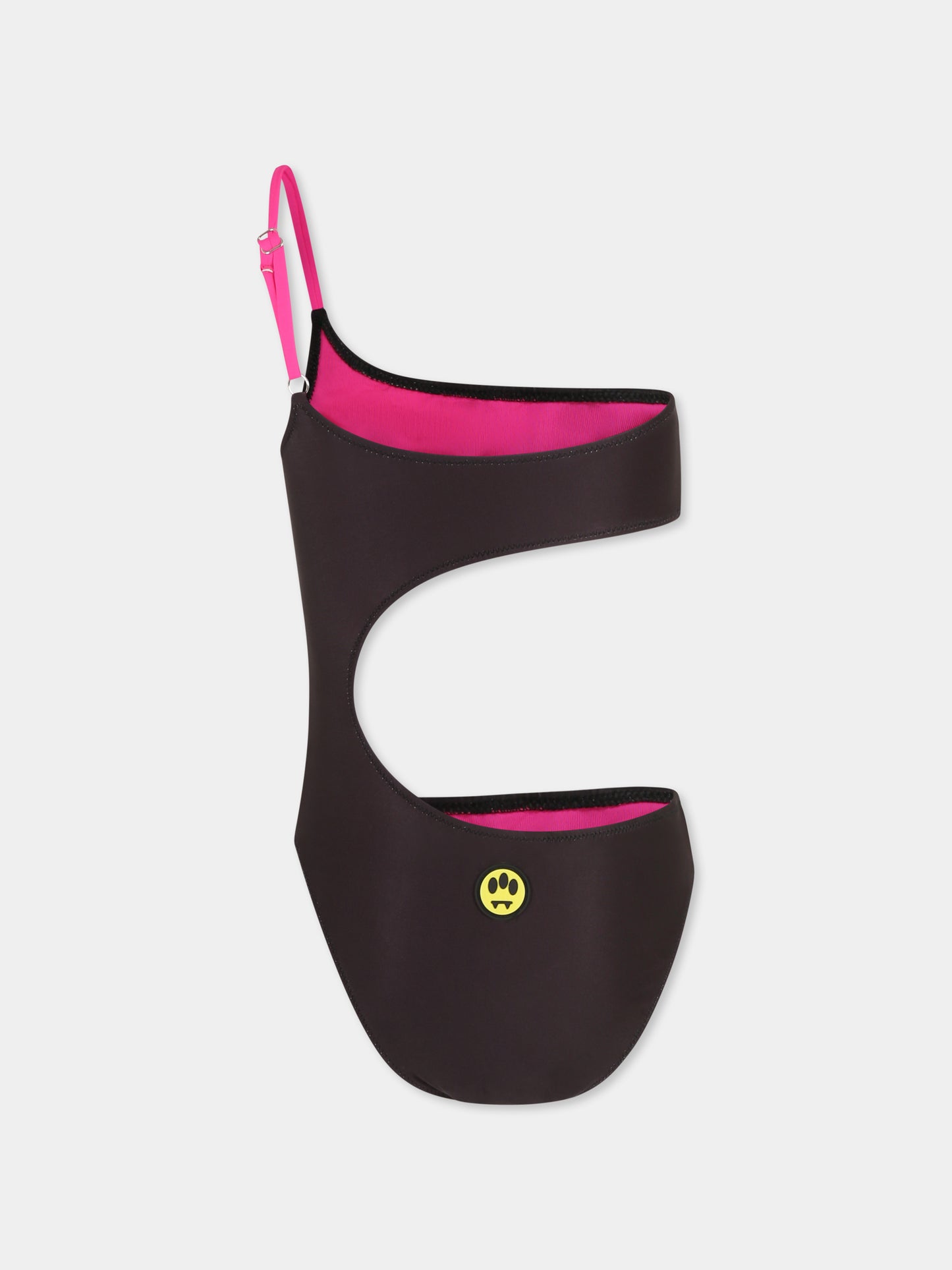 Costume intero nero per bambina con smile e strass,Barrow,S5BKJGSM181 110