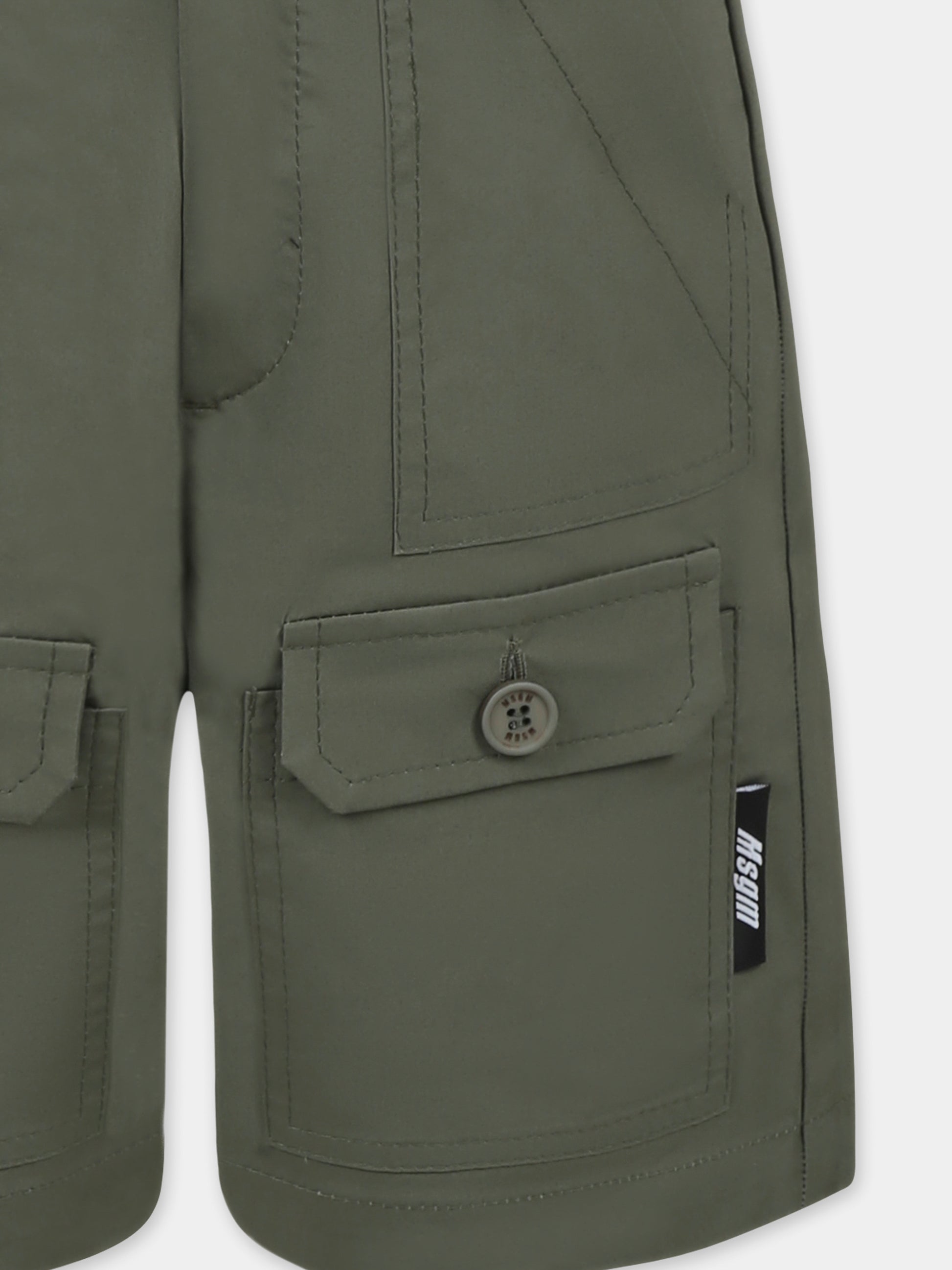 Shorts verdi per bambino con logo,Msgm Kids,S5MSJBBE025 082