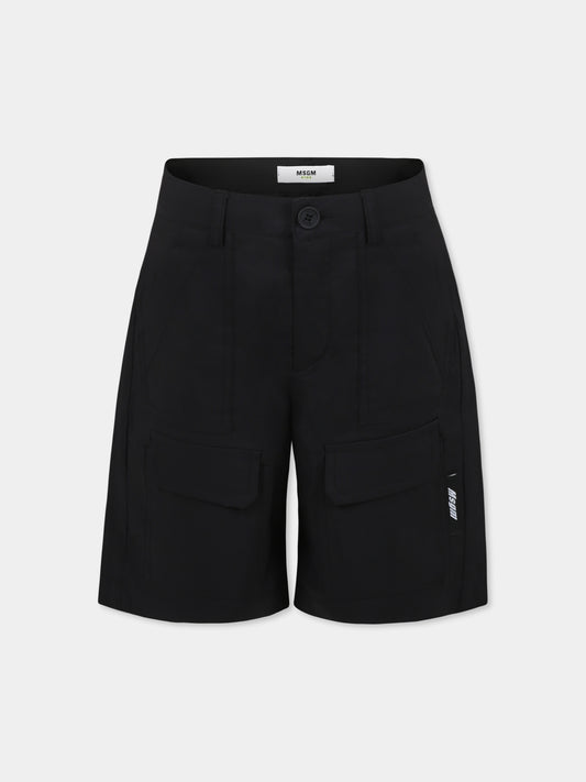 Shorts neri per bambino con logo,Msgm Kids,S5MSJBBE141 110