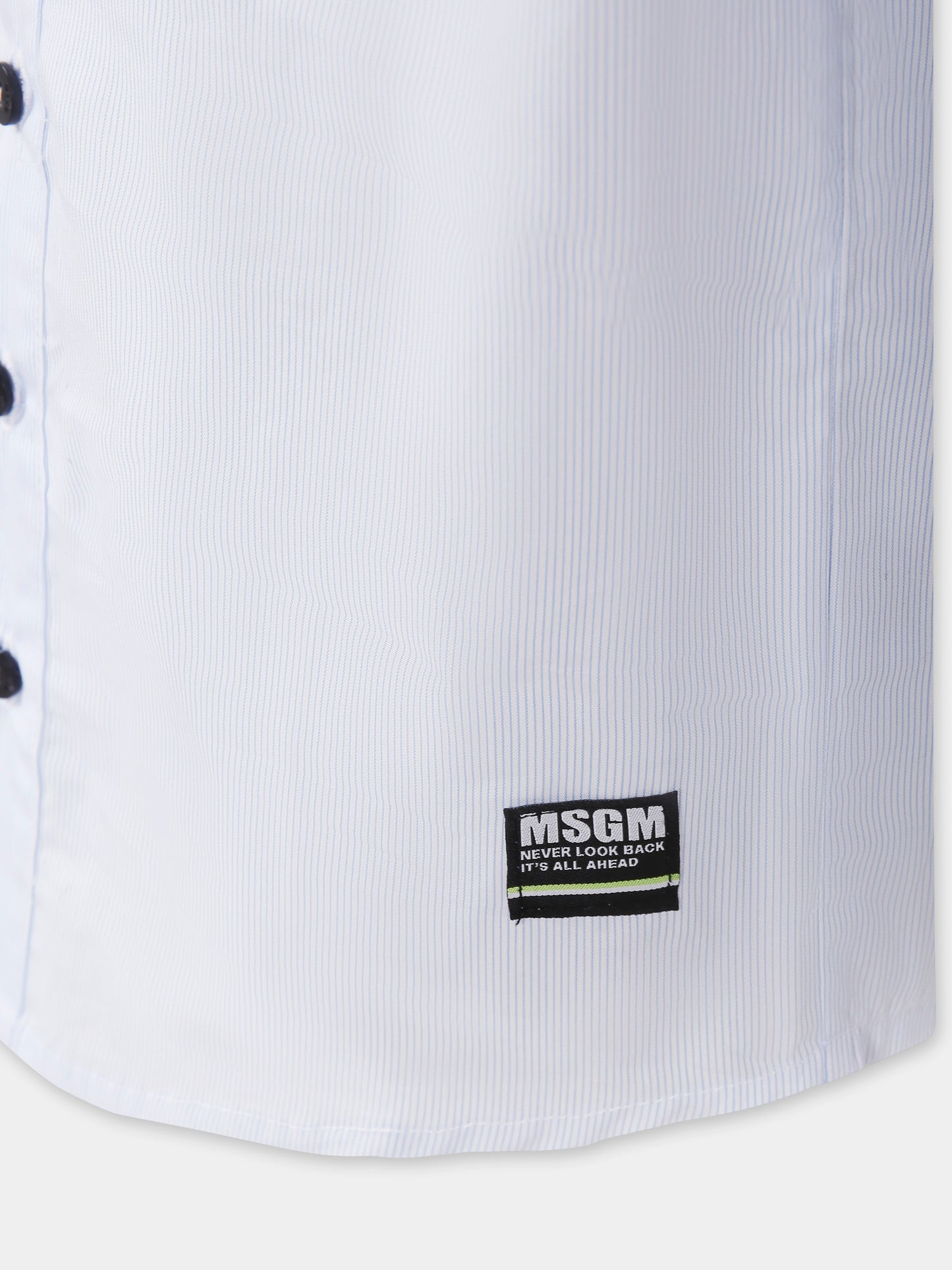 Camicia celeste per bambino con logo e slogan,Msgm Kids,S5MSJBSI031 050