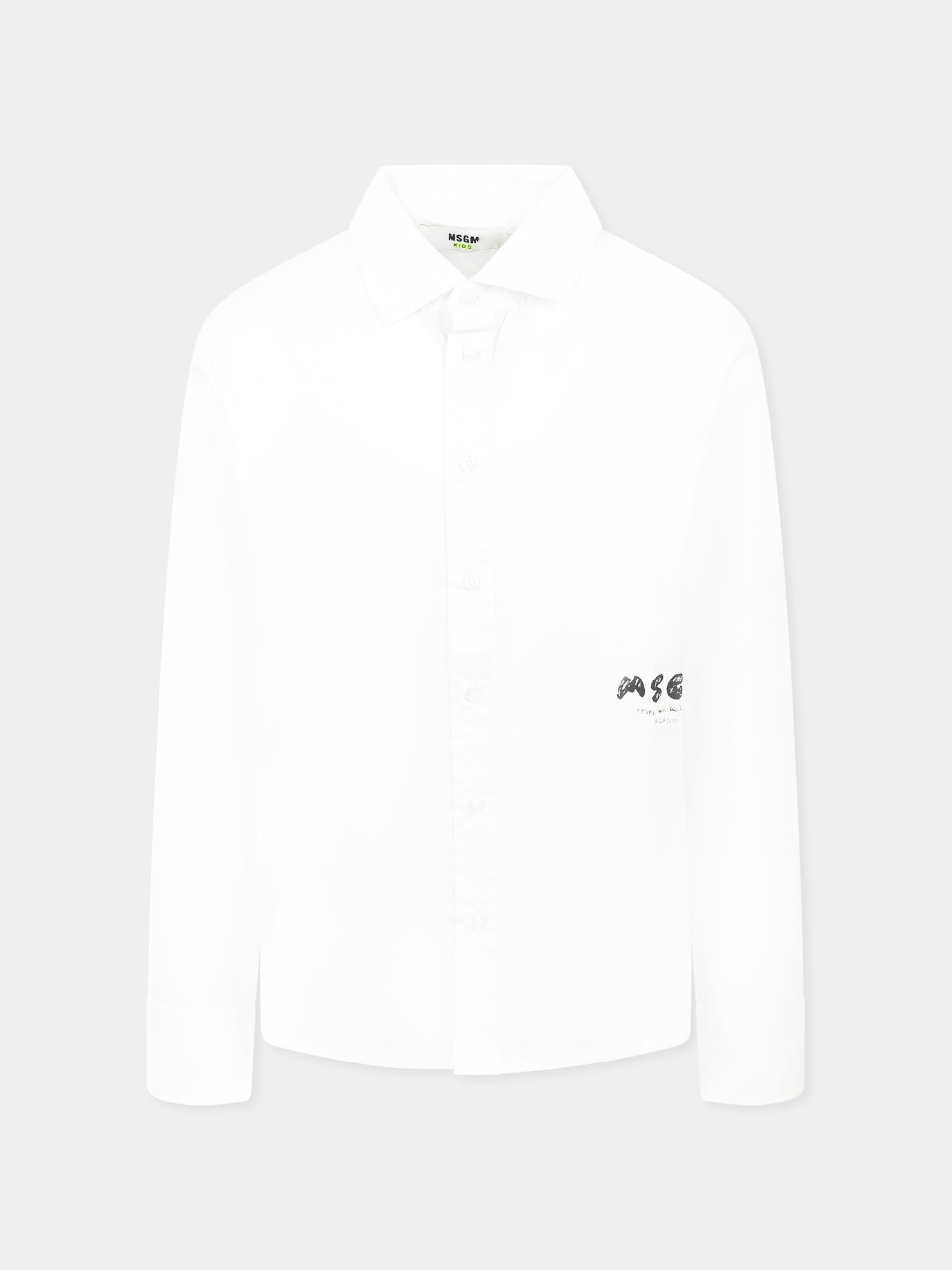 Camicia bianca per bambino con logo,Msgm Kids,S5MSJBSI307 001