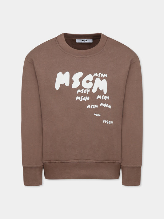 Sweat marron pour garçon avec logo