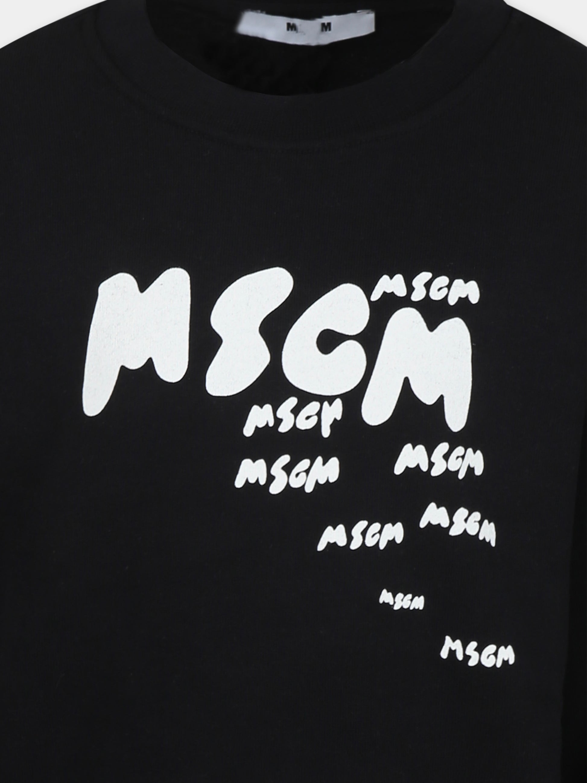 Felpa nera per bambino con logo,Msgm Kids,S5MSJBSW010 110