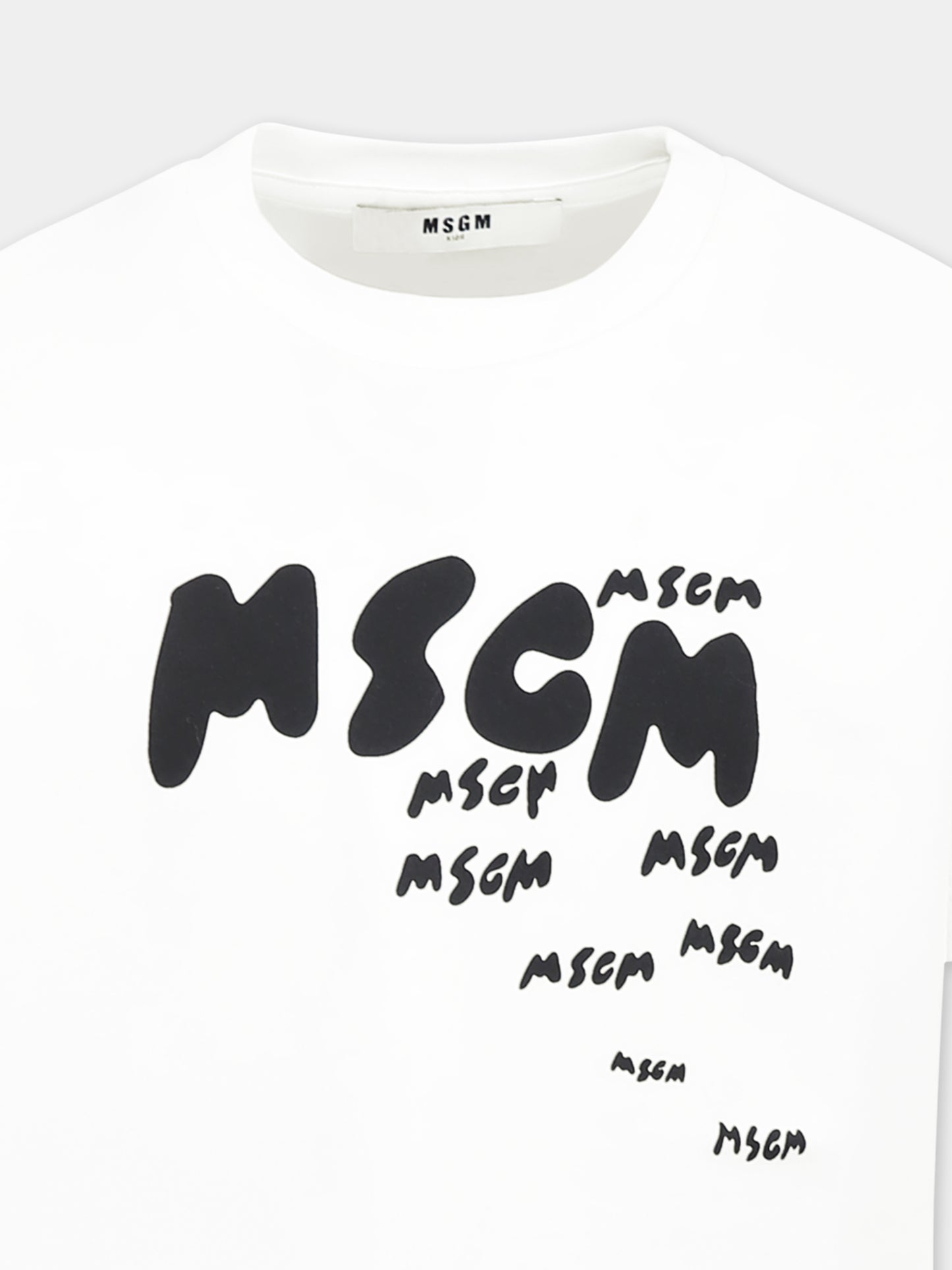 T-shirt bianca per bambino con logo,Msgm Kids,S5MSJBTH008 001