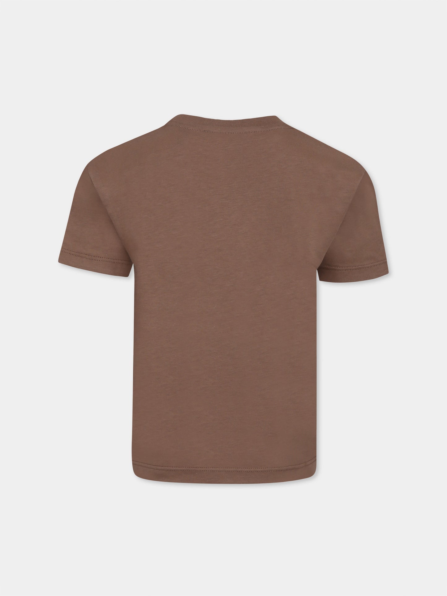T-shirt marron pour garçon avec logo