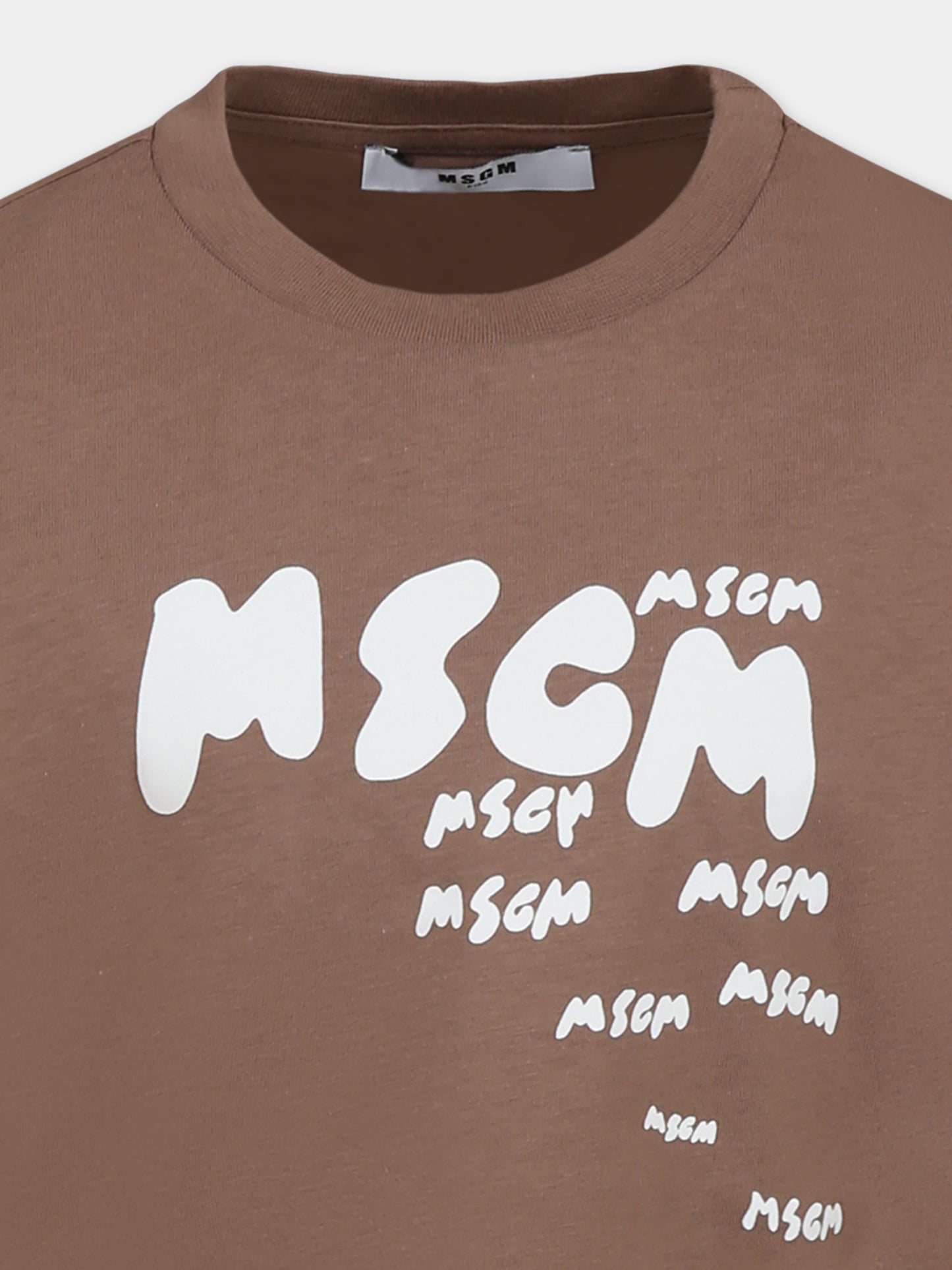 T-shirt marron pour garçon avec logo