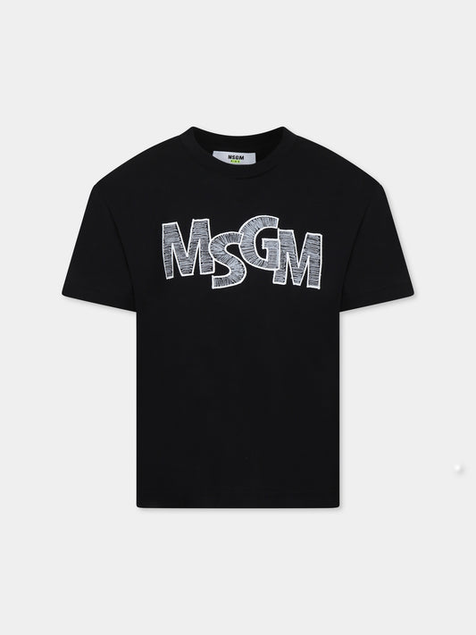 T-shirt noir pour garçon avec logo