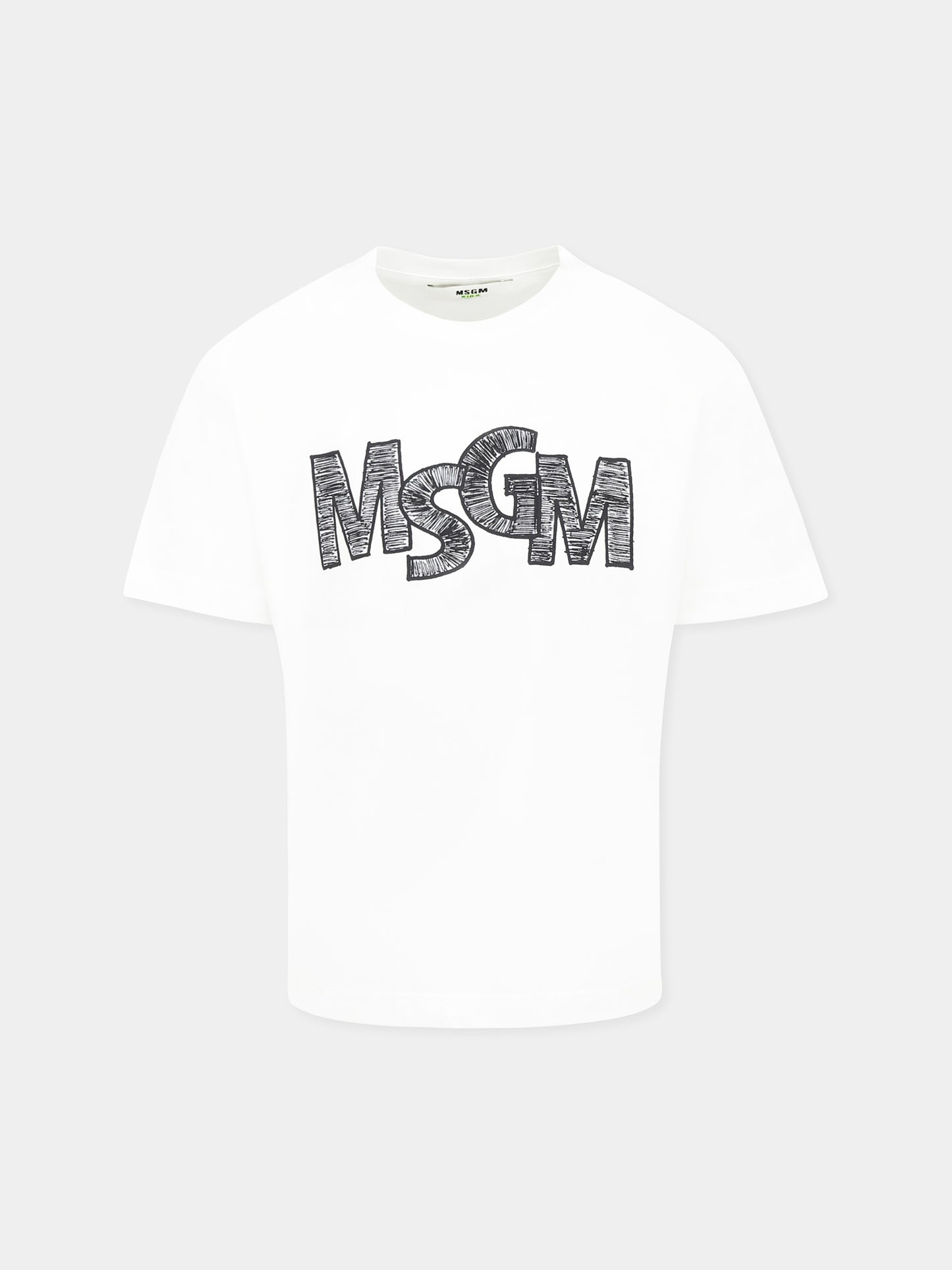 T-shirt blanc pour garçon avec logo